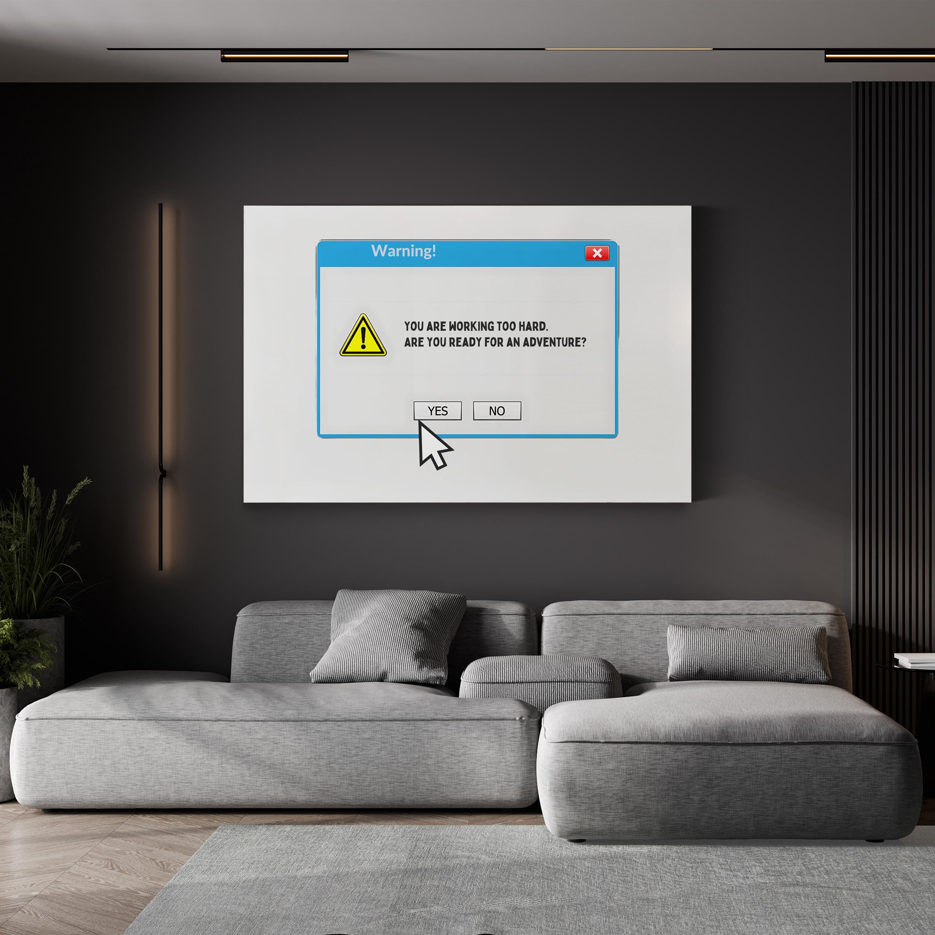 System Warning Canvas Art Print – Motivational Office Typography Wall Decor