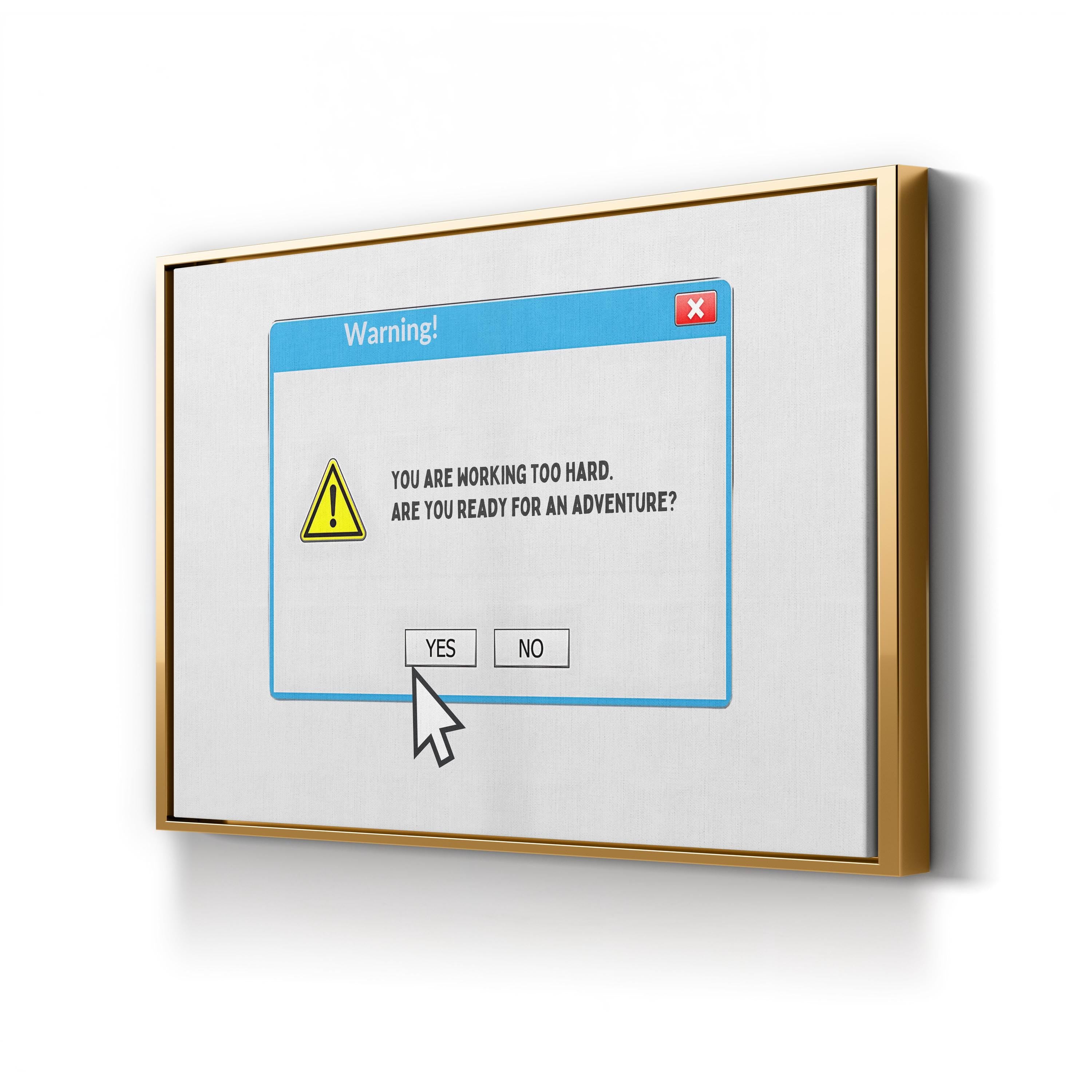 System Warning Canvas Art Print – Motivational Office Typography Wall Decor