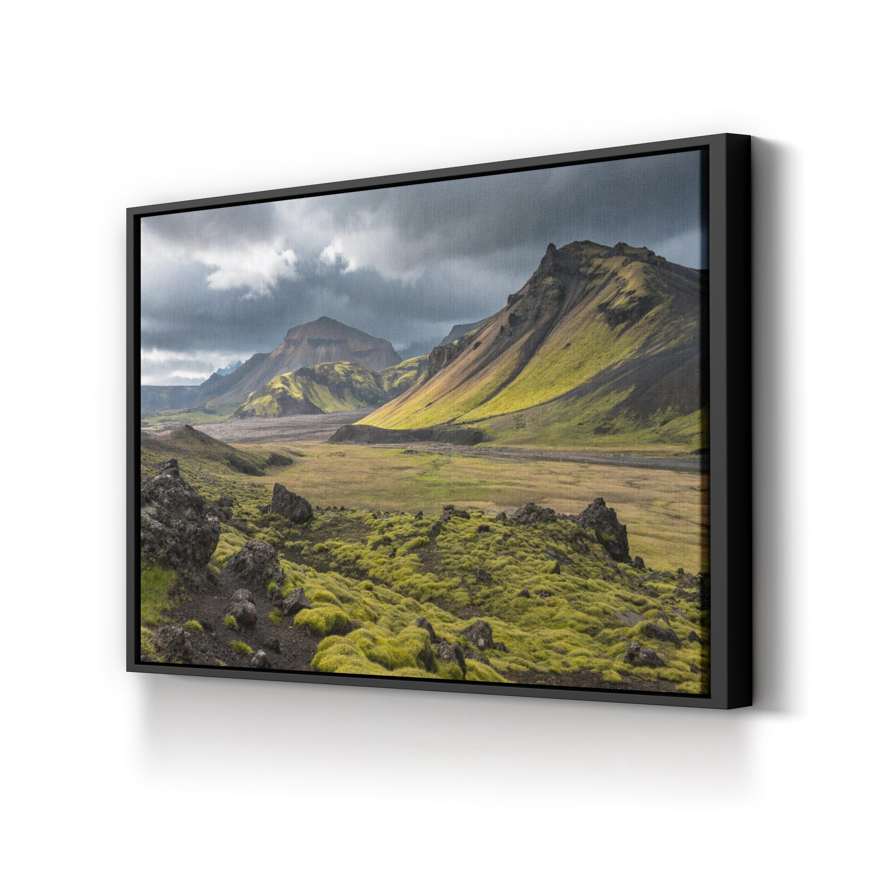 Iceland Moss-Covered Terrain – Vintage Photography Wall Art | Rugged Landscape Canvas Print