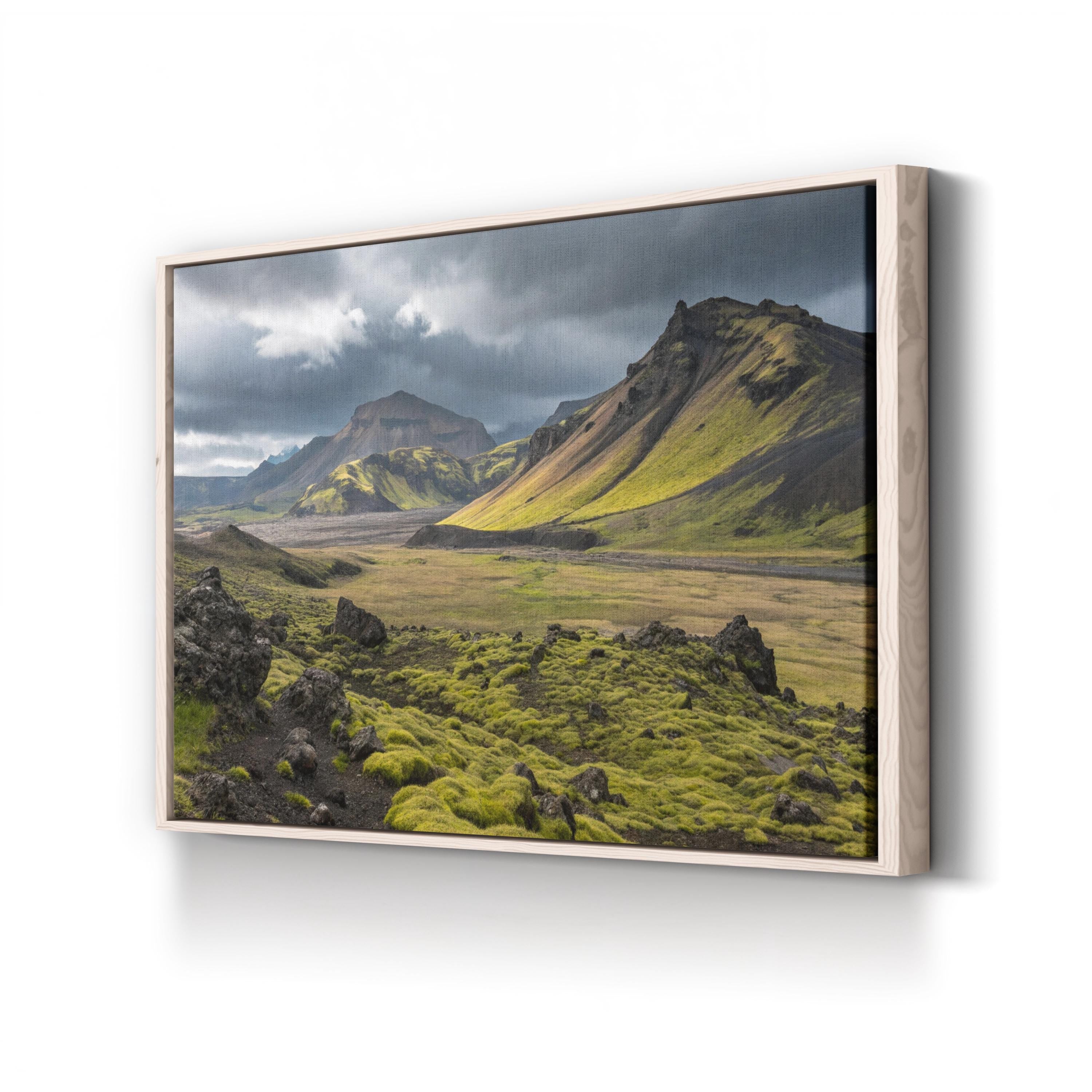 Iceland Moss-Covered Terrain – Vintage Photography Wall Art | Rugged Landscape Canvas Print