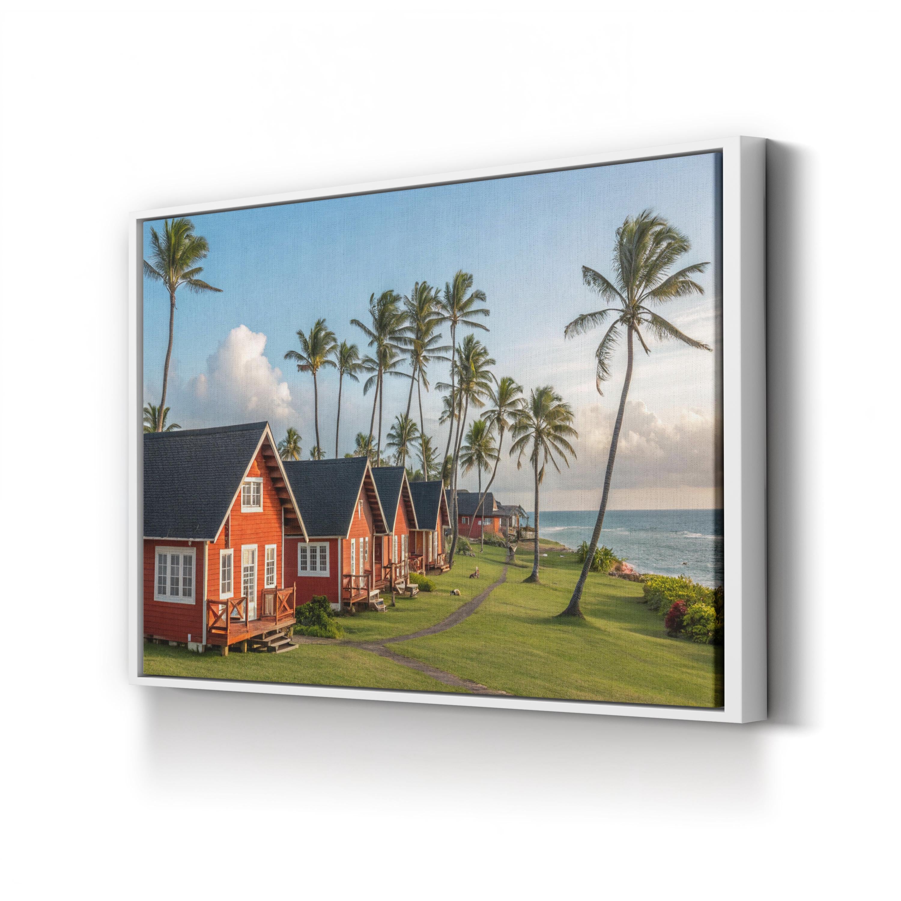 Seaside Cottages Tropical Beach – Vintage Photography Wall Art | Coastal Canvas Print