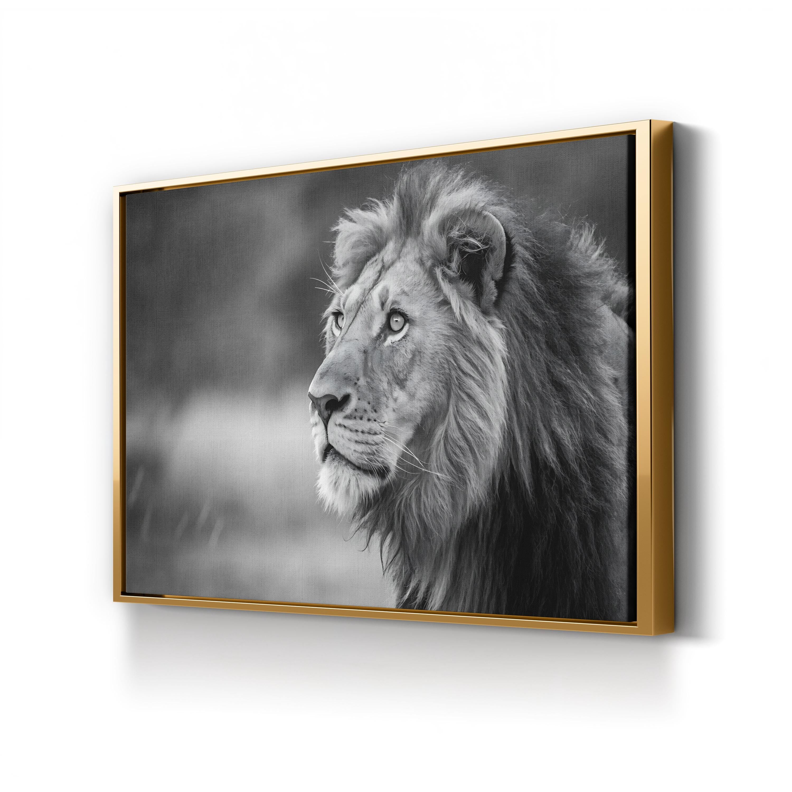 Majestic Lion Head – Vintage Photography Wall Art | Black & White Wildlife Canvas Print