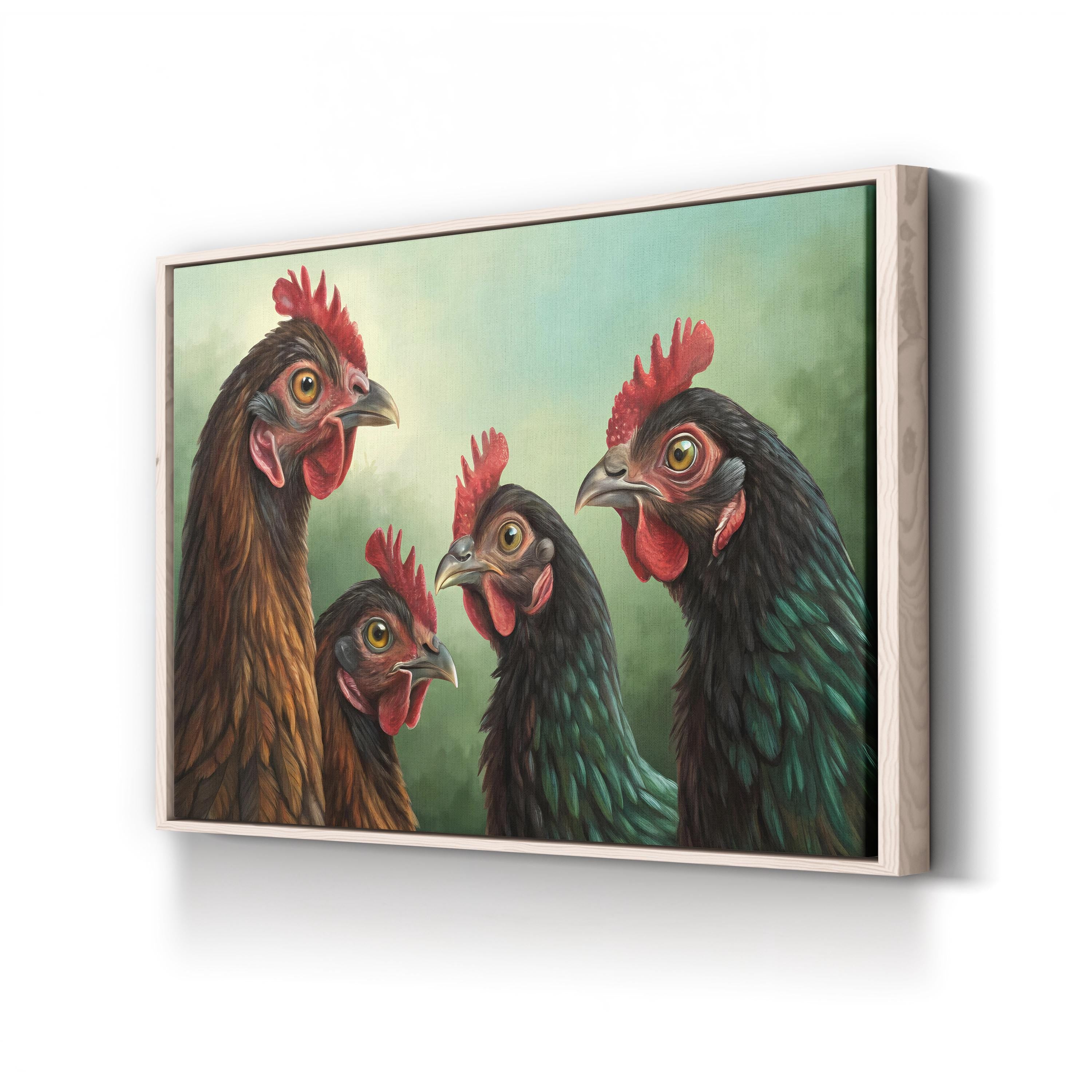 Vibrant Chickens – Period Illustration Wall Art | Farmhouse Kitchen Canvas Print