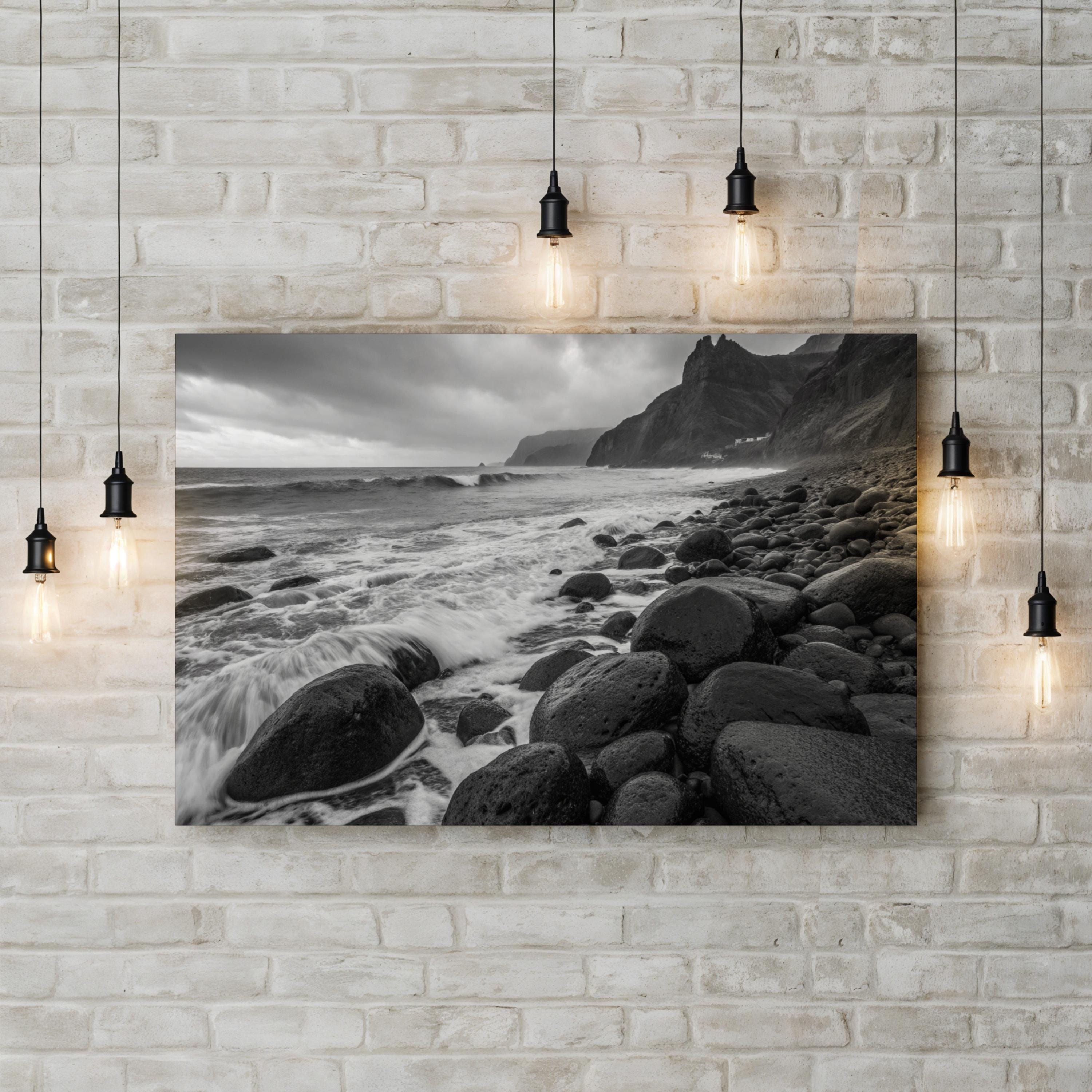 Maui Sea Turtle – Vintage Photography Wall Art | Black & White Coastal Canvas Print