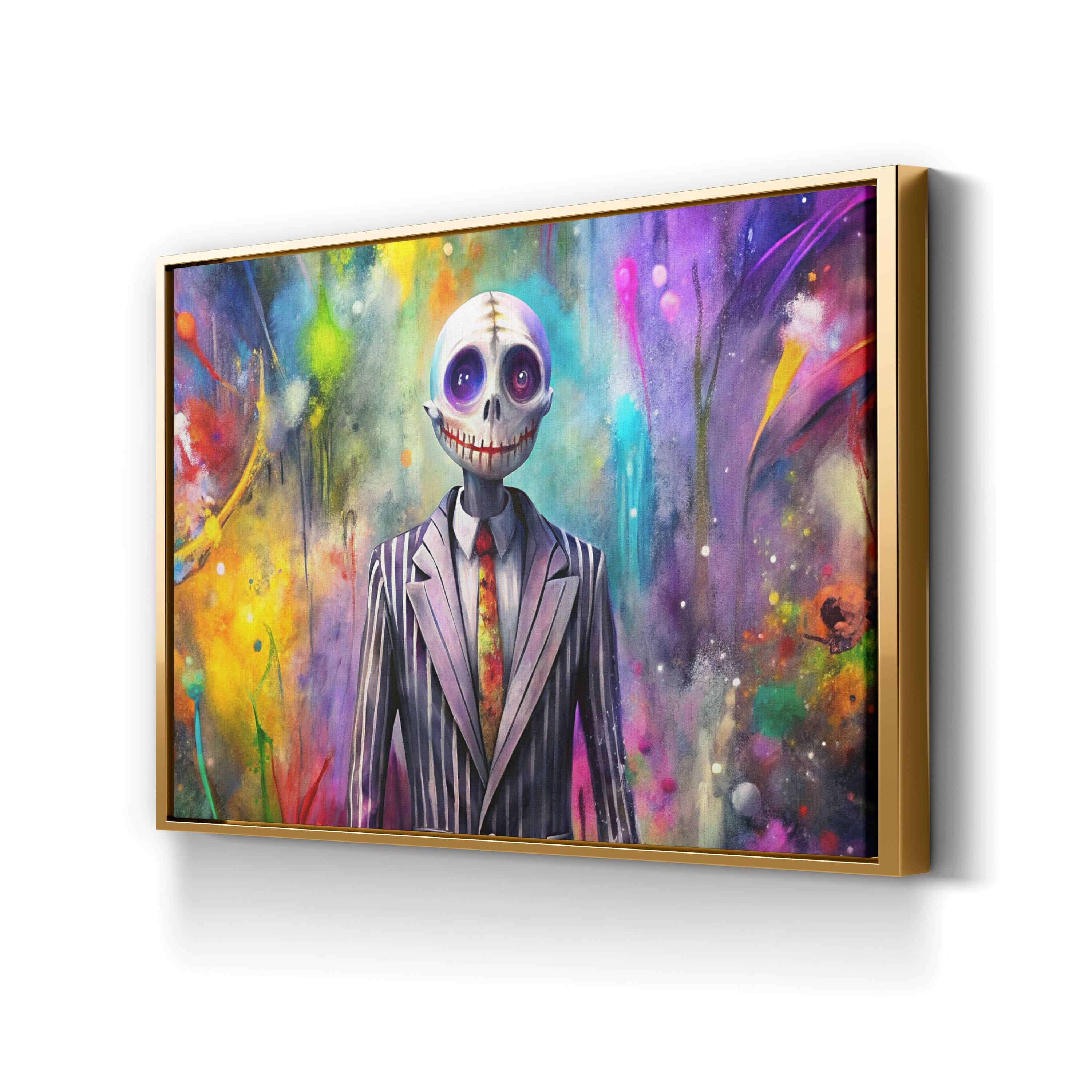 Halloween Skeleton Portrait – Period Illustration Wall Art | Pop Expressionist Canvas Print