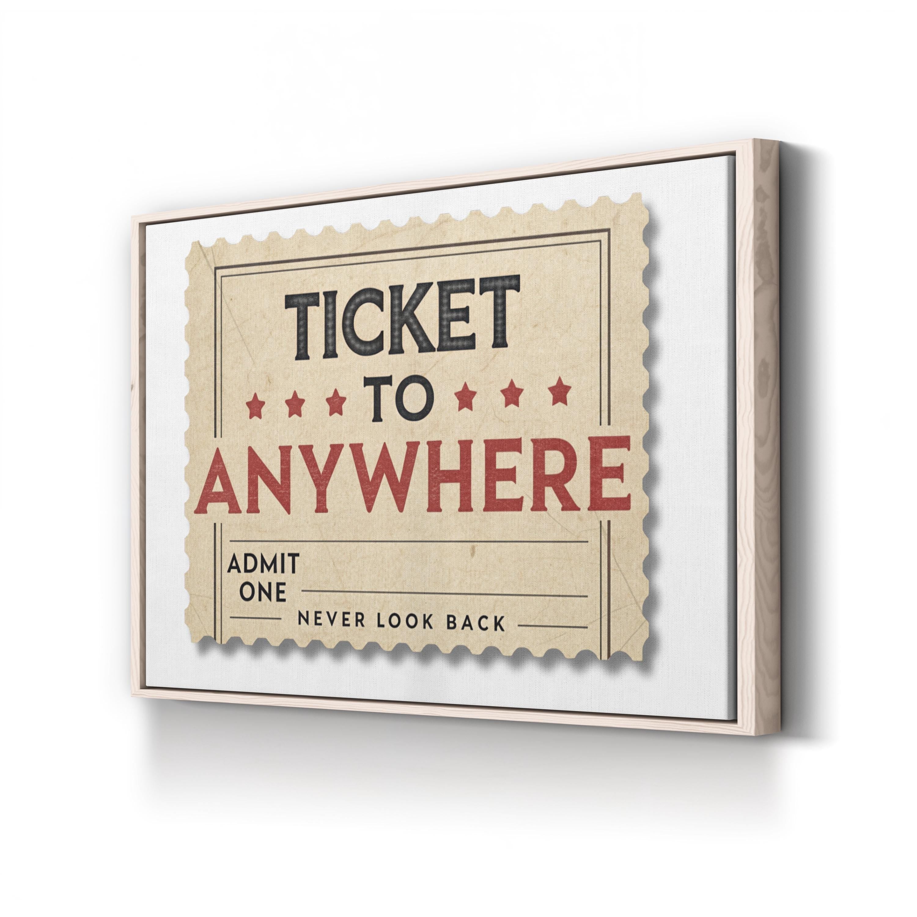 Vintage Travel Ticket canvas print in Natural Frame Canvas