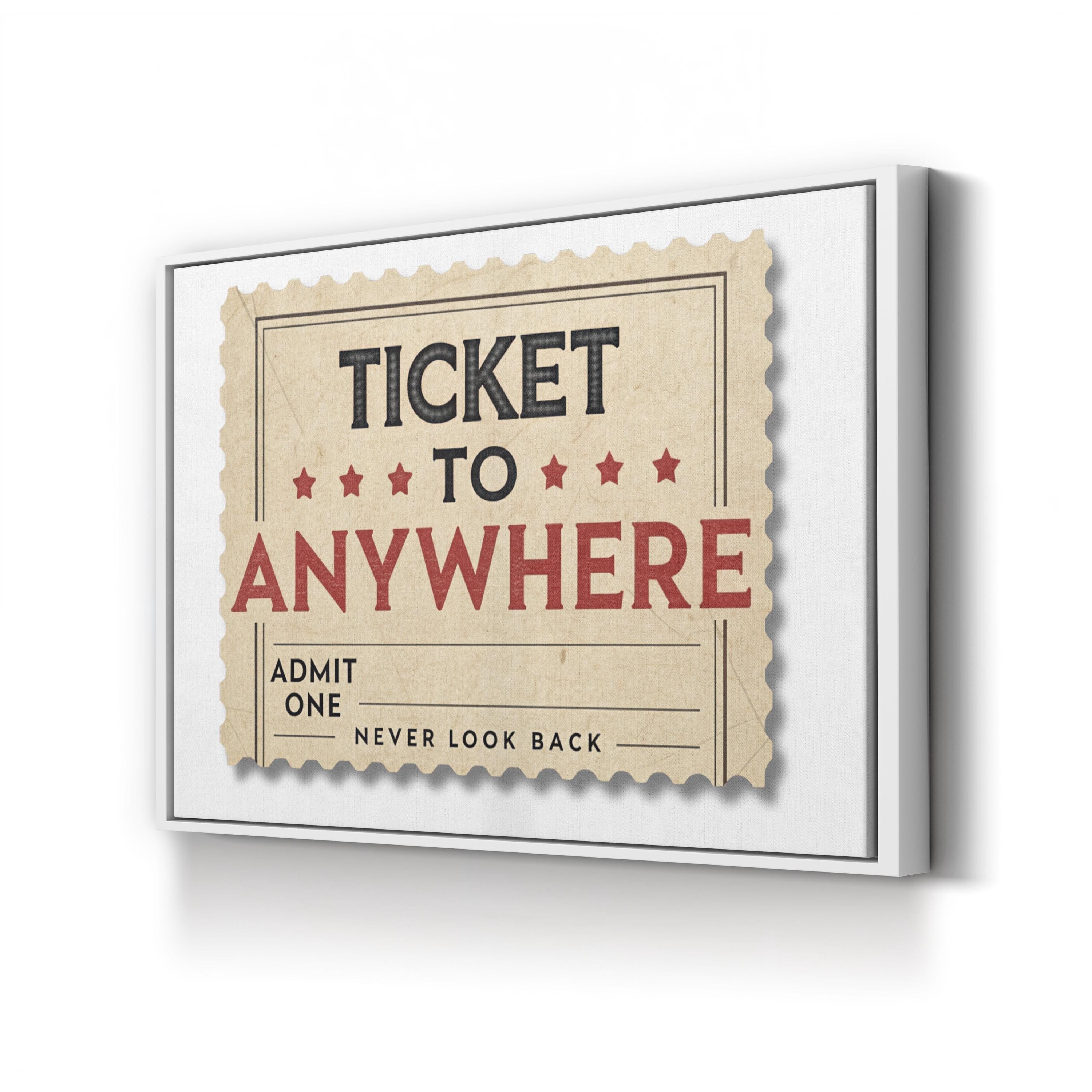 Vintage Travel Ticket canvas print in White Framed Canvas