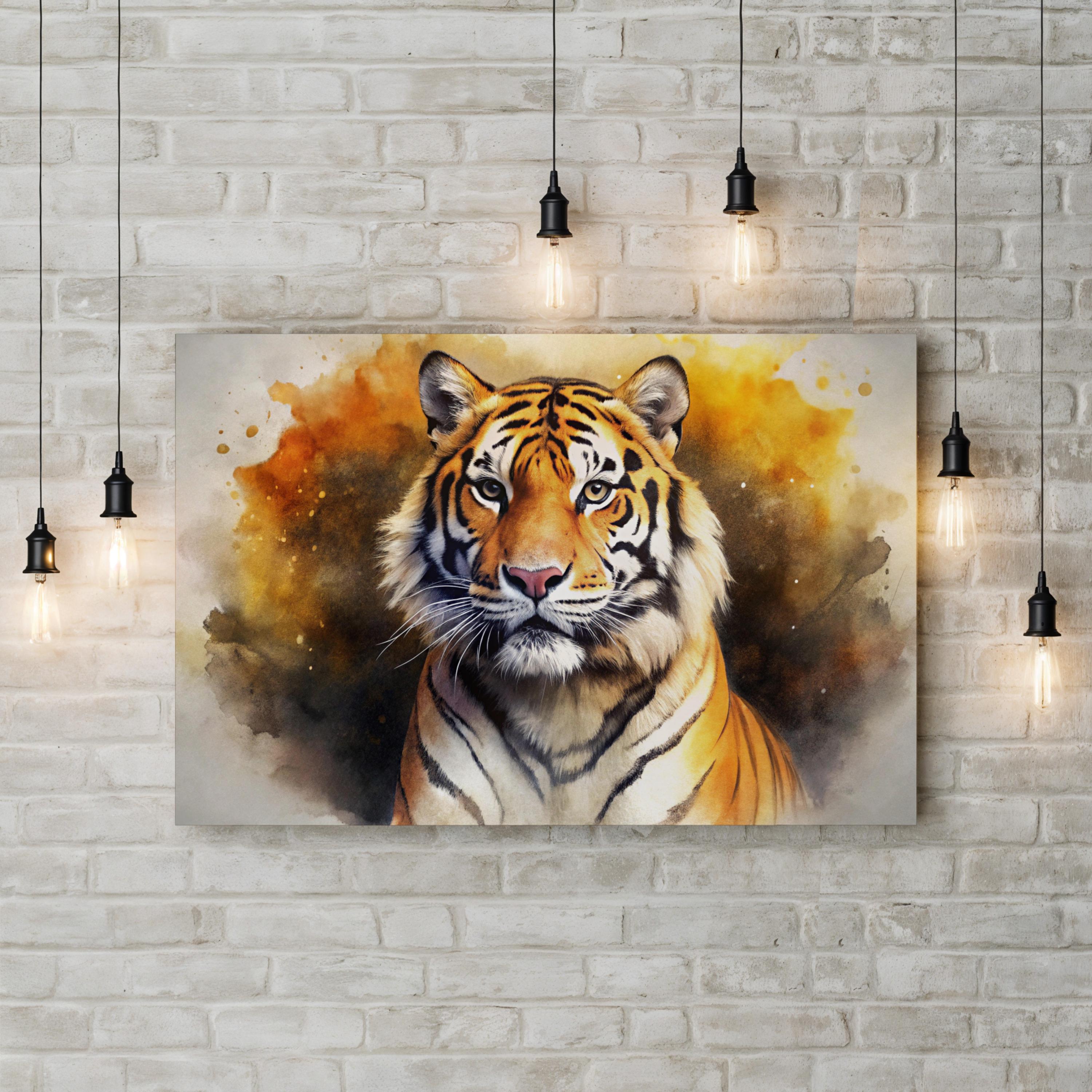 Watercolor Tiger – Period Illustration Wall Art | Bold Wildlife Portrait Canvas Print
