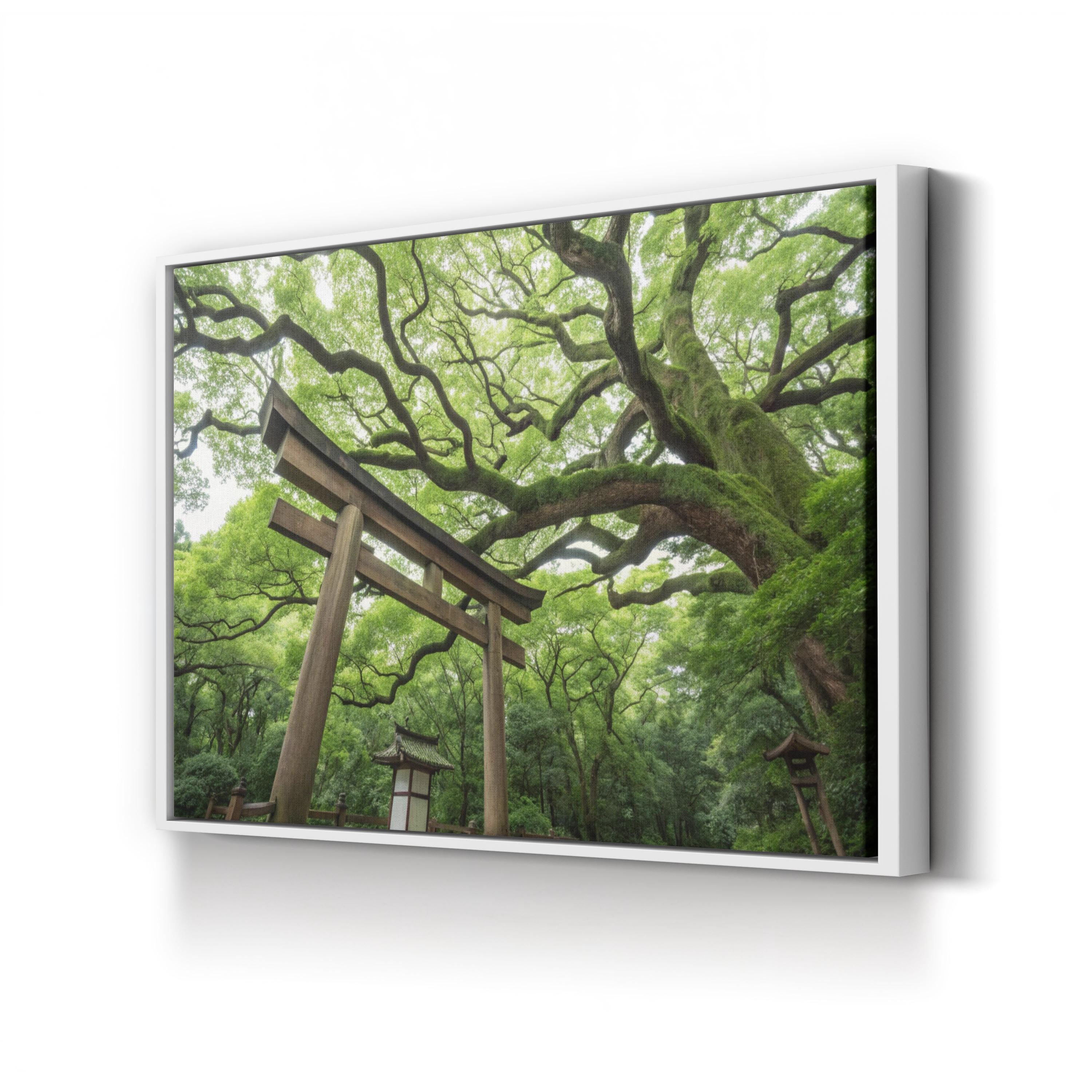 Zen Garden Torii Gate – Period Illustration Wall Art | Japanese Landscape Canvas Print