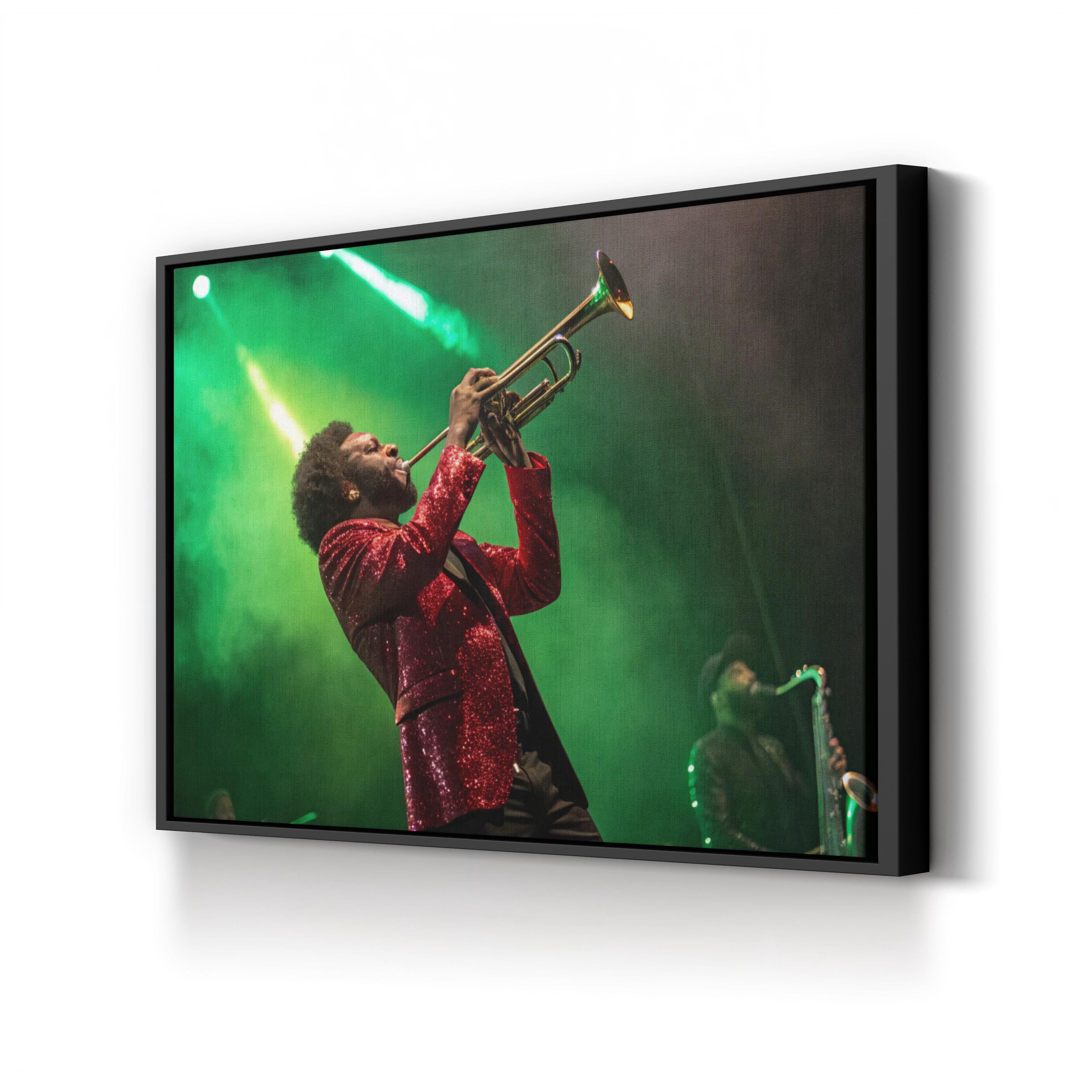 Trumpeter Stage Performance – Vintage Photography Wall Art | Live Music Canvas Print