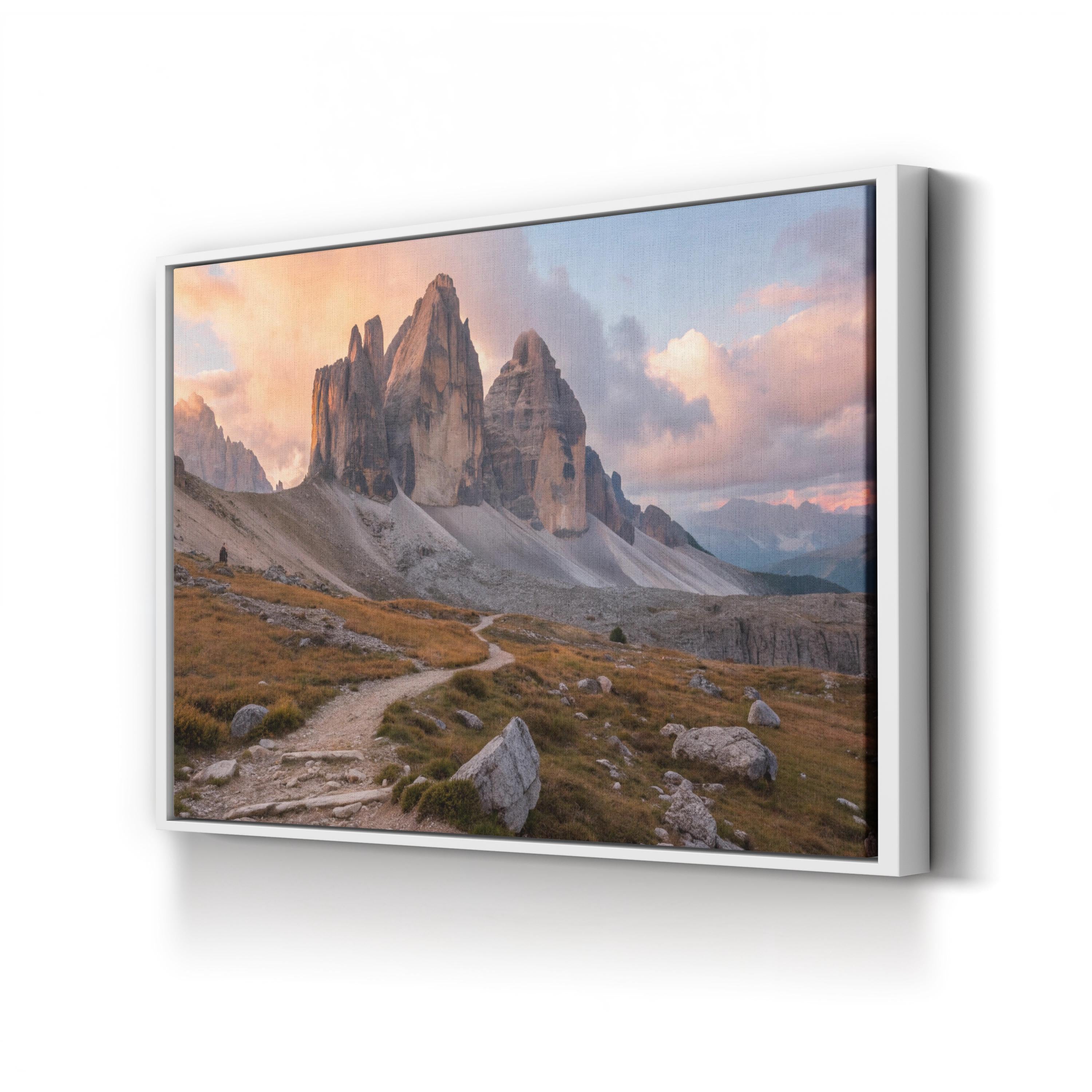 Tre Cime Dolomites Sunset – Vintage Photography Wall Art | Mountain Landscape Canvas Print