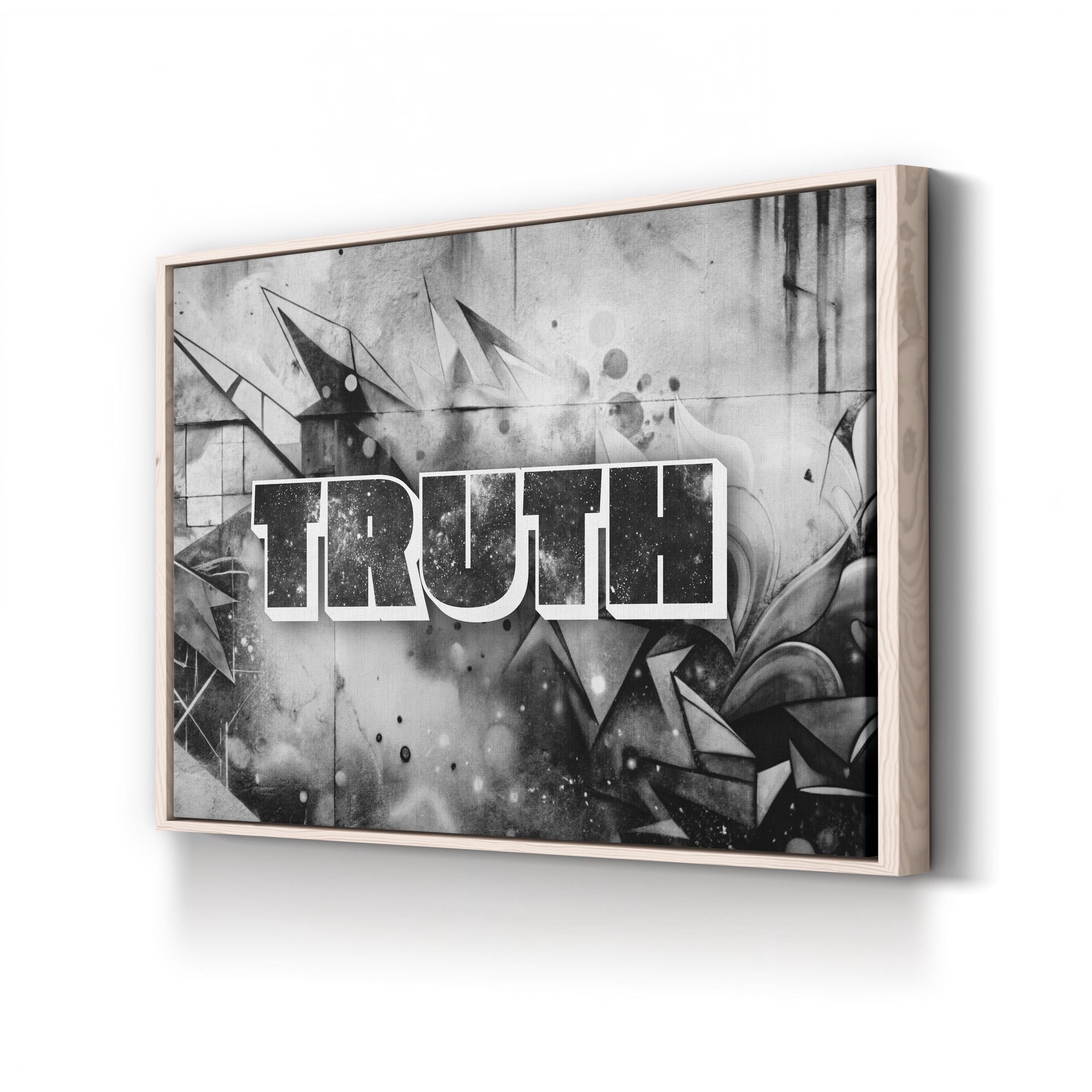 Truth Stone Canvas Art: Black & White Urban Typography Wall Print