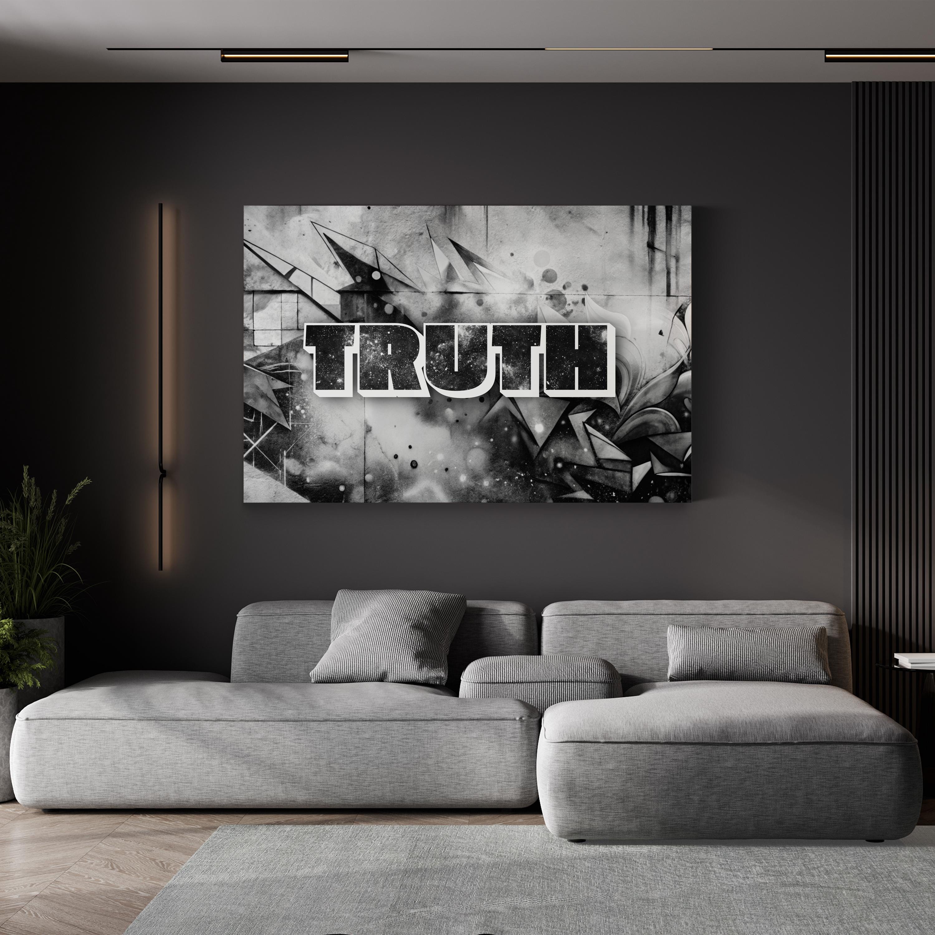 Truth Stone Canvas Art: Black & White Urban Typography Wall Print