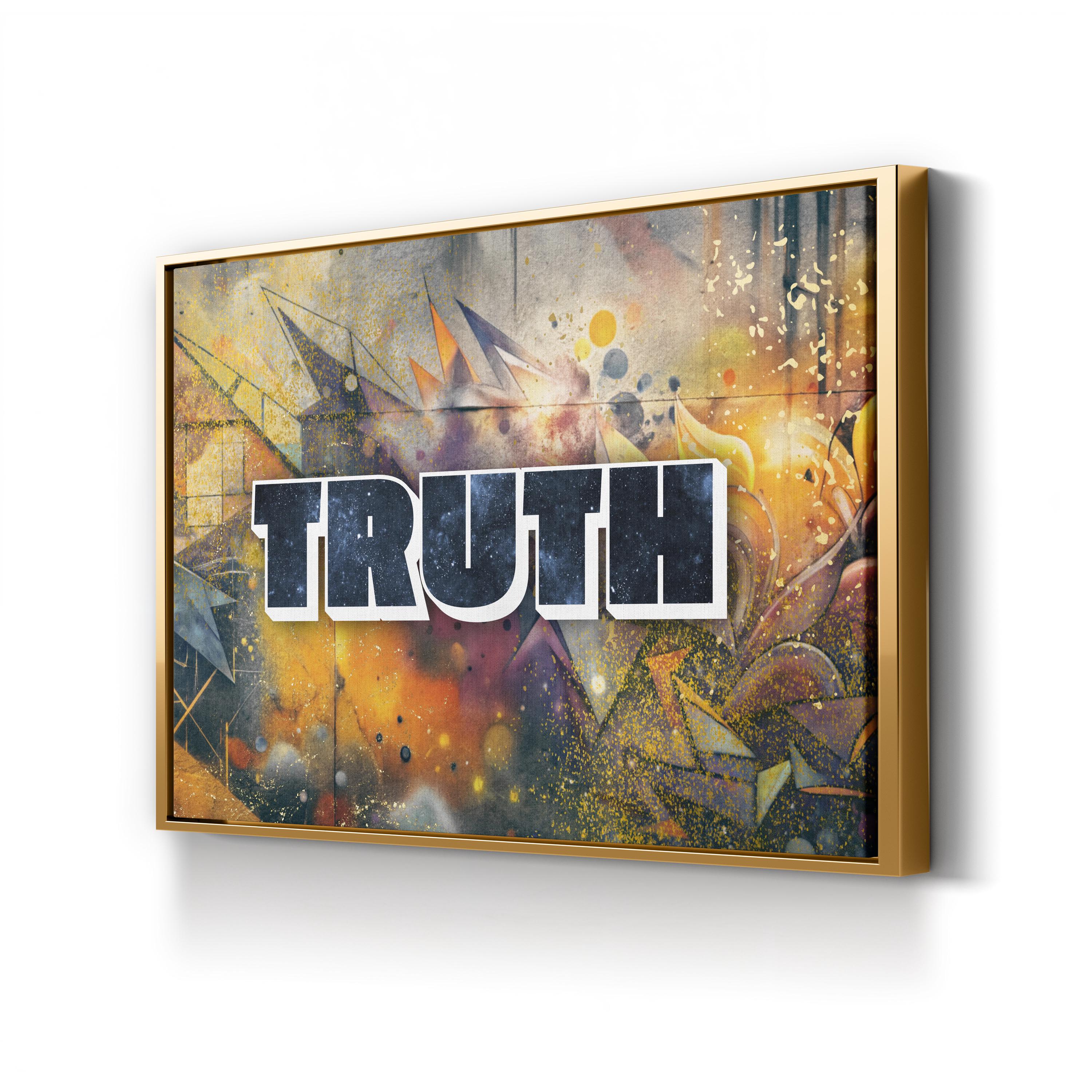 Truth Stone Graffiti Canvas Art: Sepia Urban Typography Wall Art