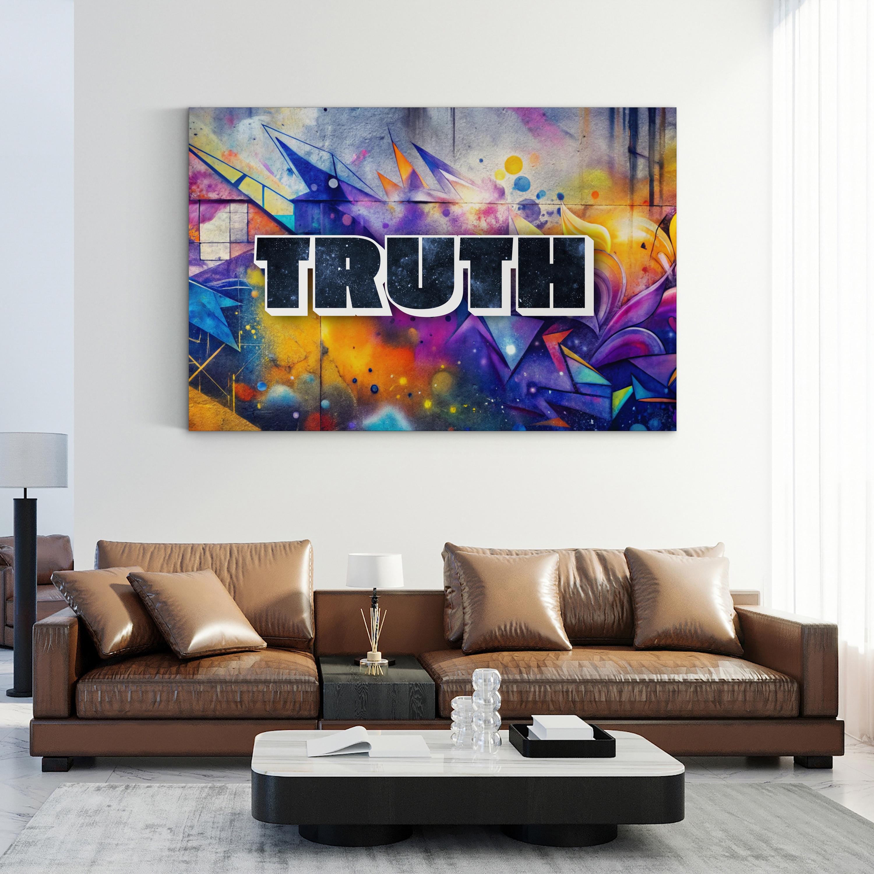 Truth STONE GRAFFITI II Canvas Art: Modern Abstract Typography Wall Art