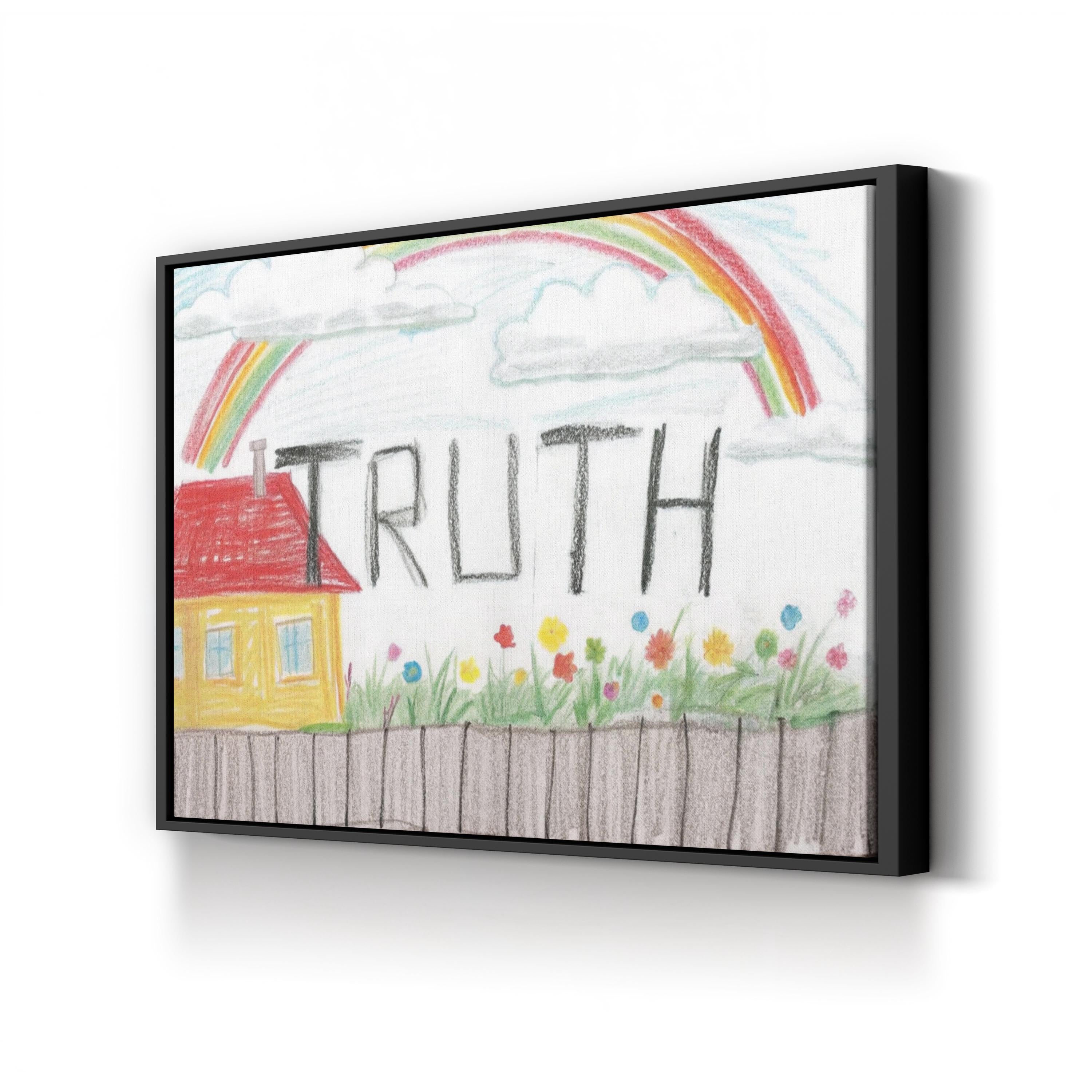 Sidewalk Chalk Rainbow Truth – Period Illustration Wall Art | Whimsical Nursery Canvas Print