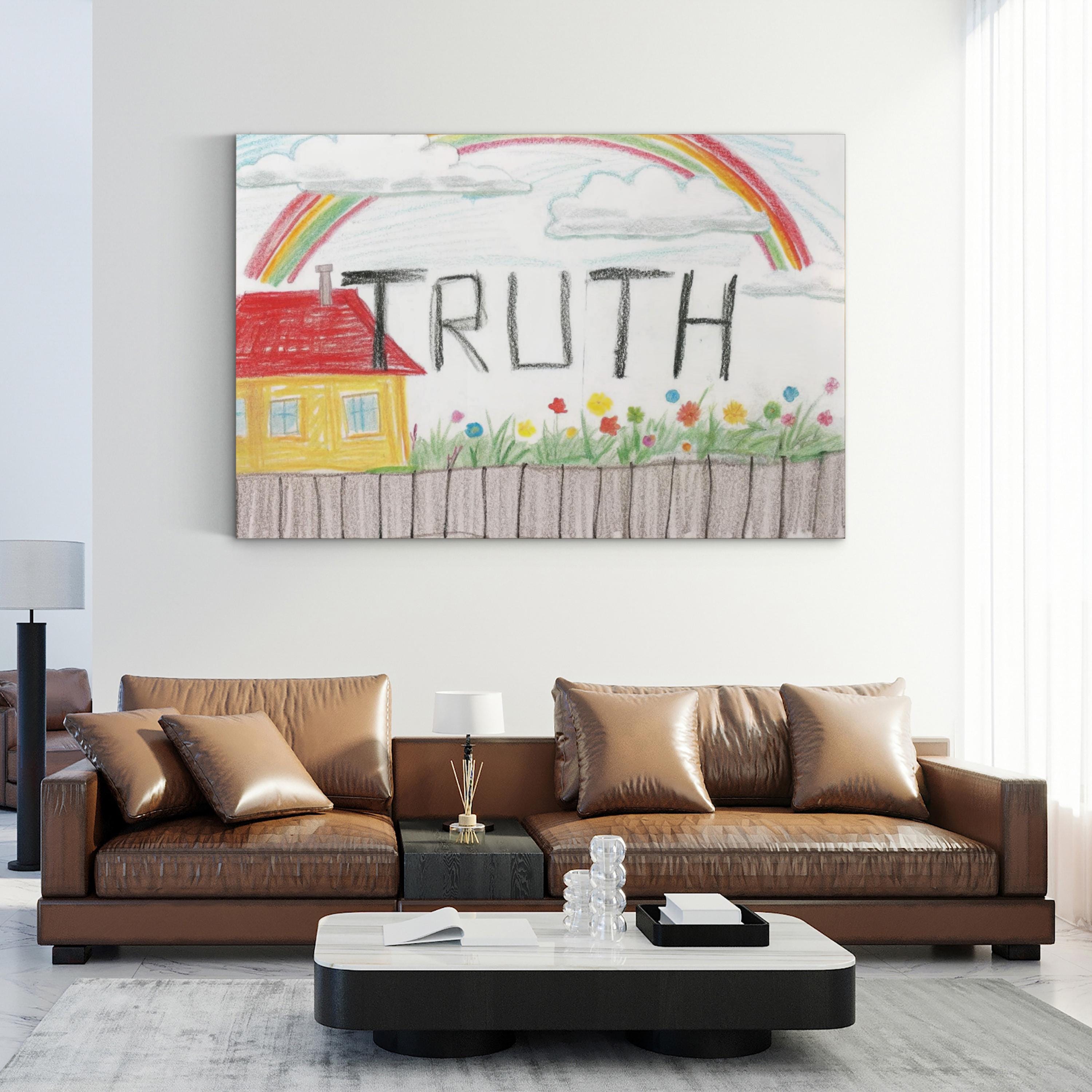 Sidewalk Chalk Rainbow Truth – Period Illustration Wall Art | Whimsical Nursery Canvas Print