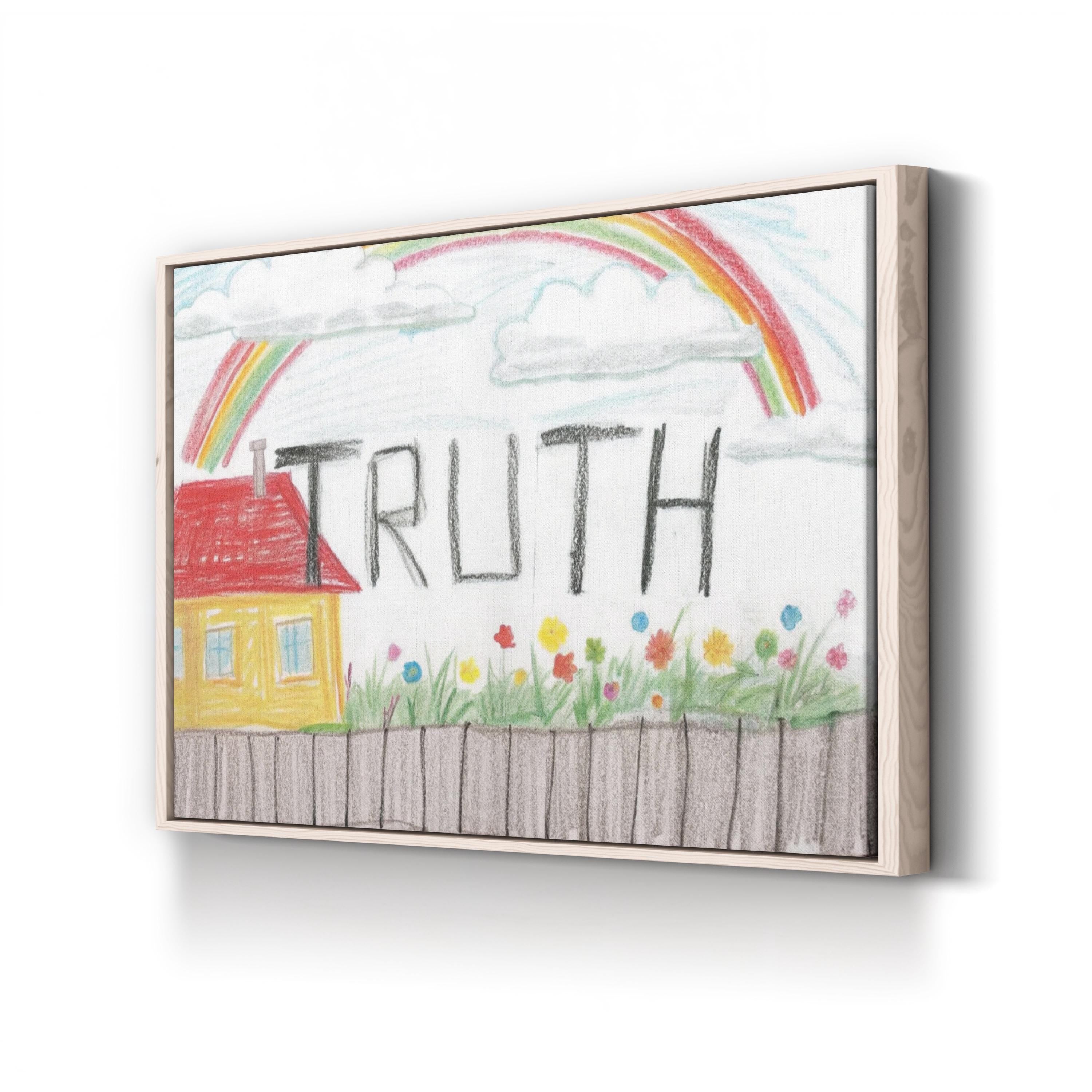 Sidewalk Chalk Rainbow Truth – Period Illustration Wall Art | Whimsical Nursery Canvas Print