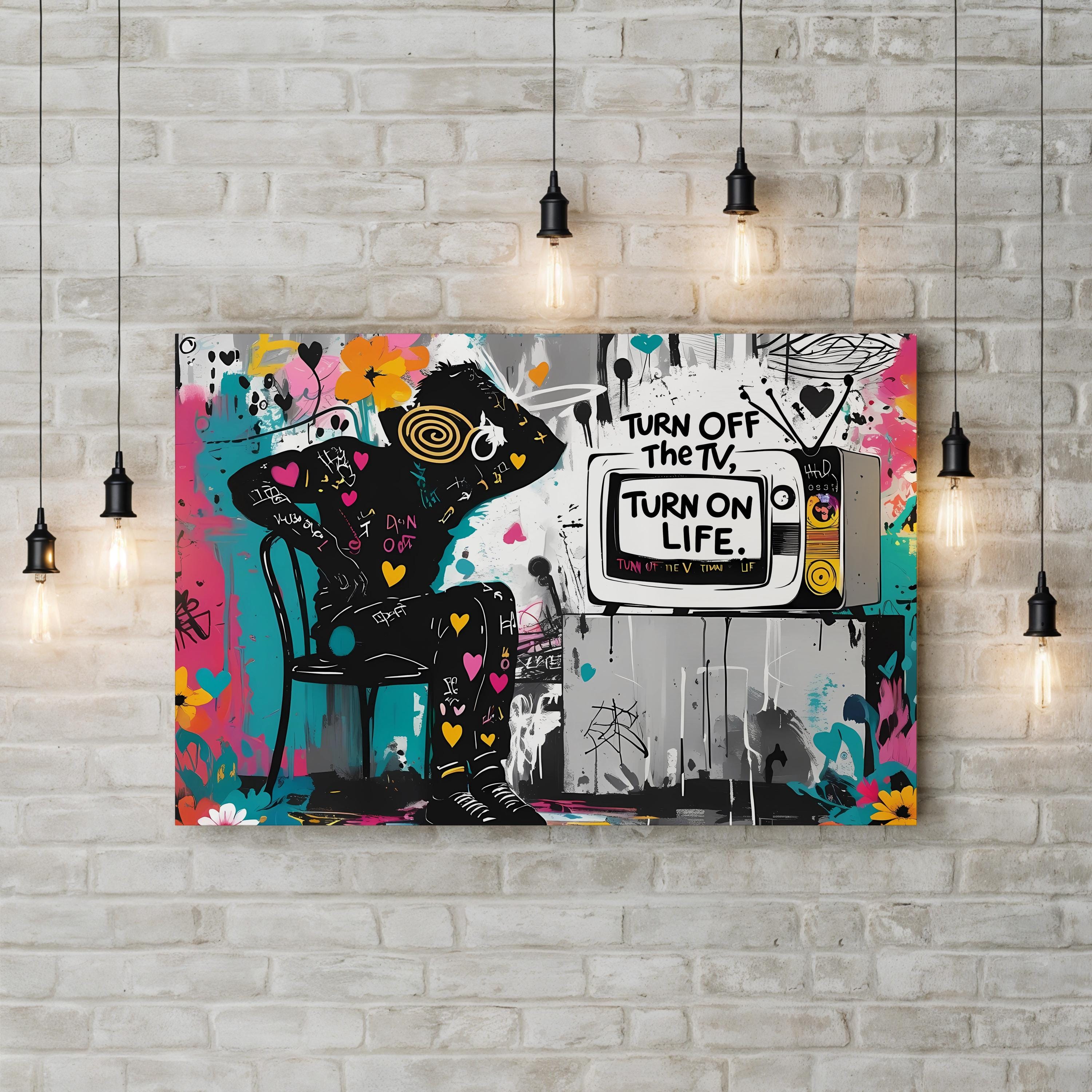 Turn ON LIFE Canvas Inspirational Street Art: Bold Motivational Urban Wall Print