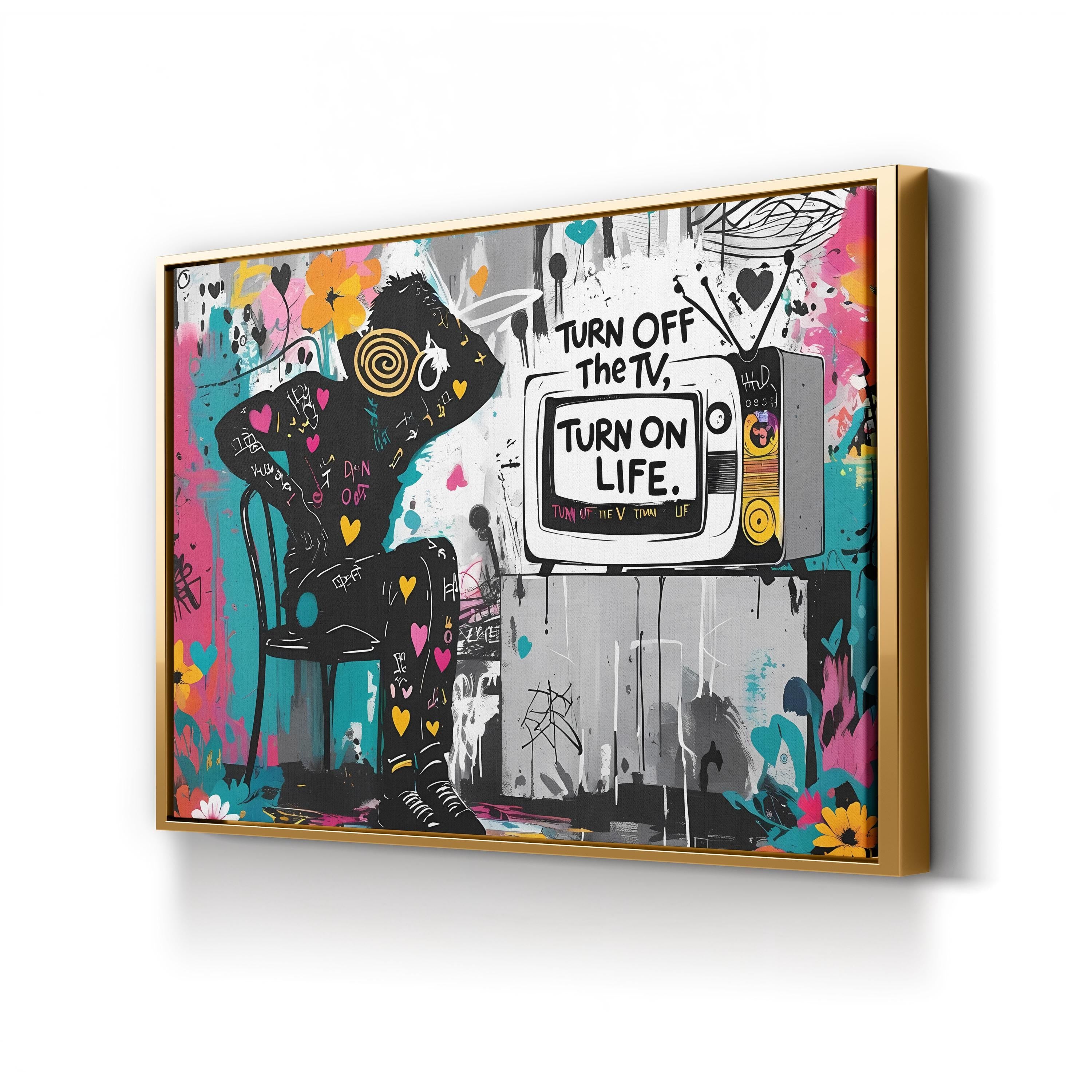 Turn ON LIFE Canvas Inspirational Street Art: Bold Motivational Urban Wall Print