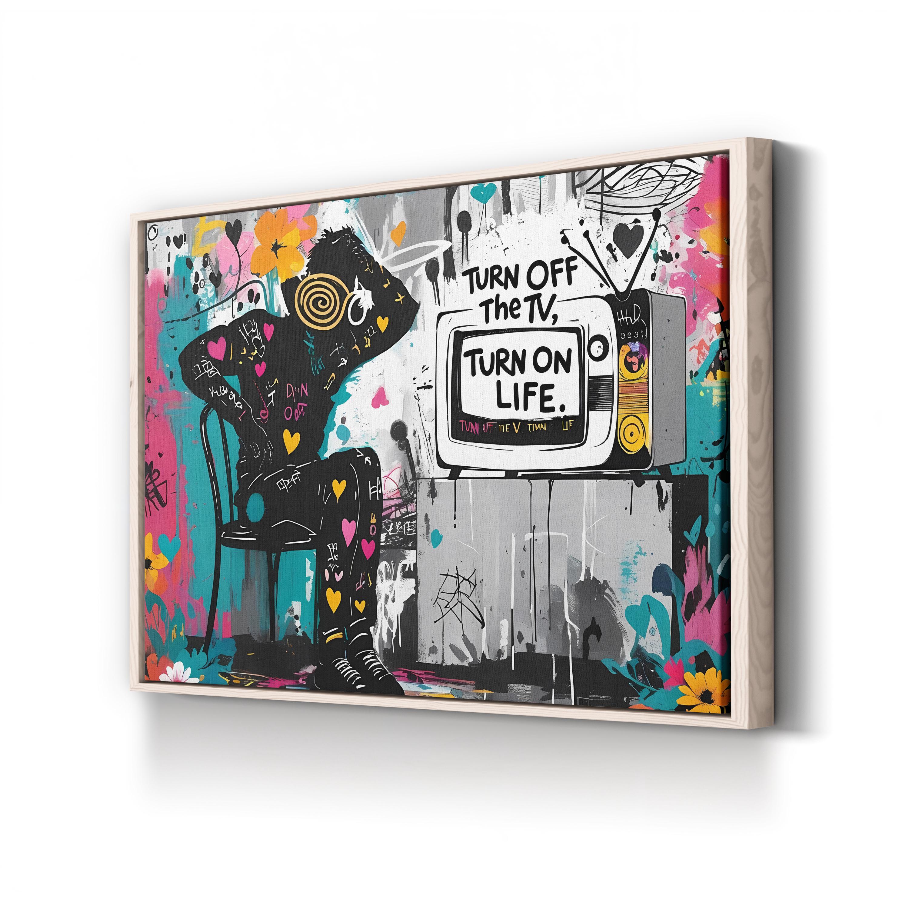 Turn ON LIFE Canvas Inspirational Street Art: Bold Motivational Urban Wall Print