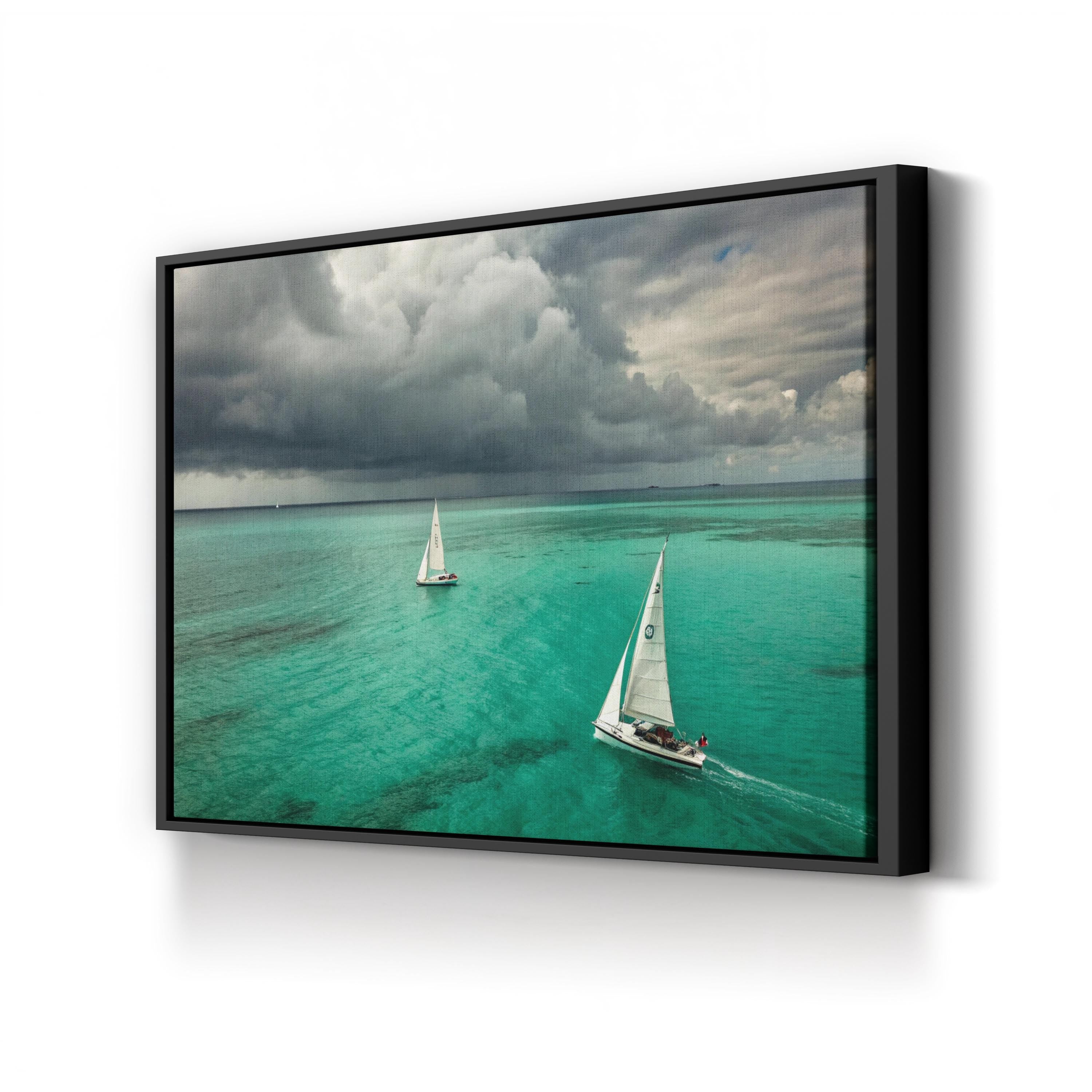 Sailing Boat Canvas Art | Contemporary Coastal Ocean Nautical Photography Print