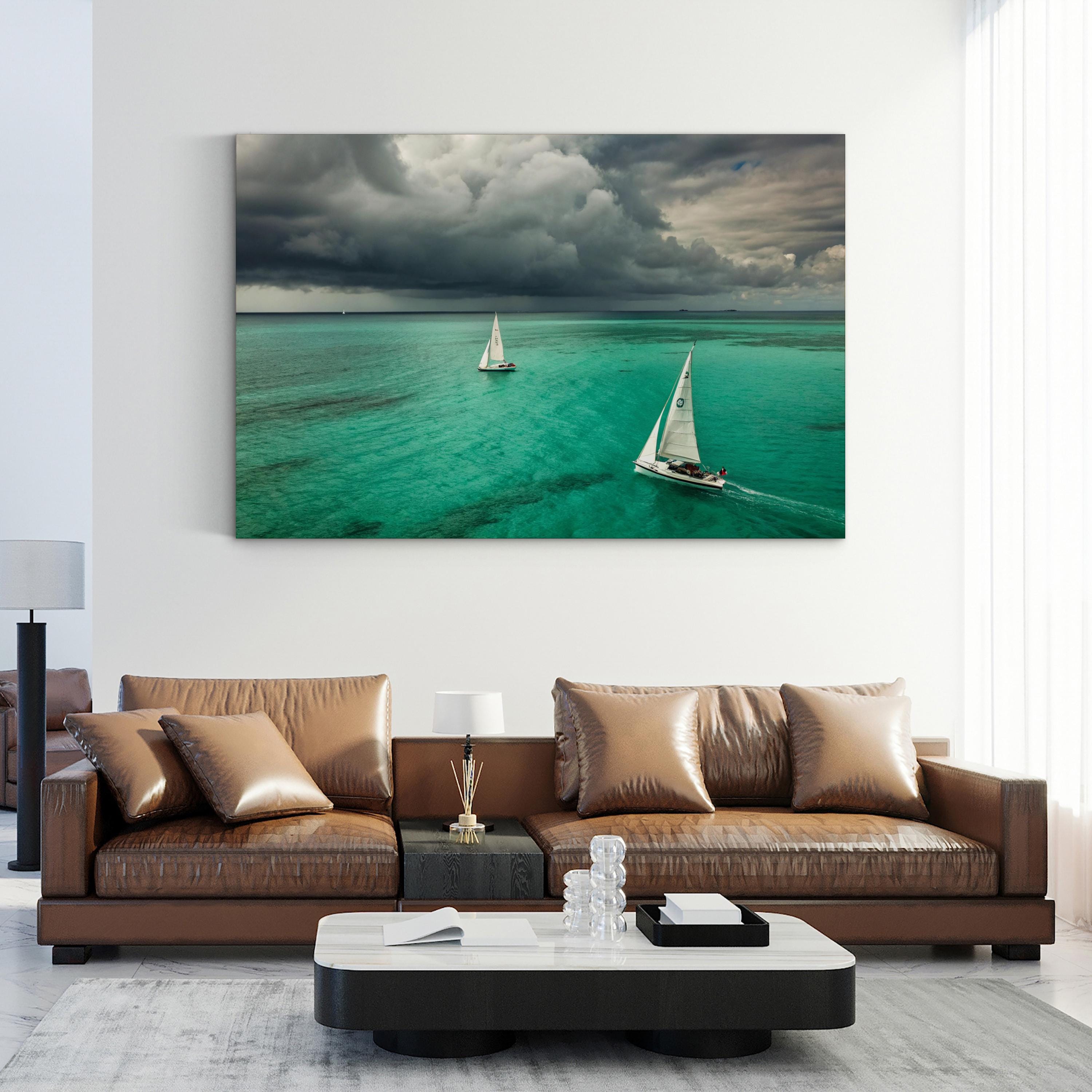 Sailing Boat Canvas Art | Contemporary Coastal Ocean Nautical Photography Print