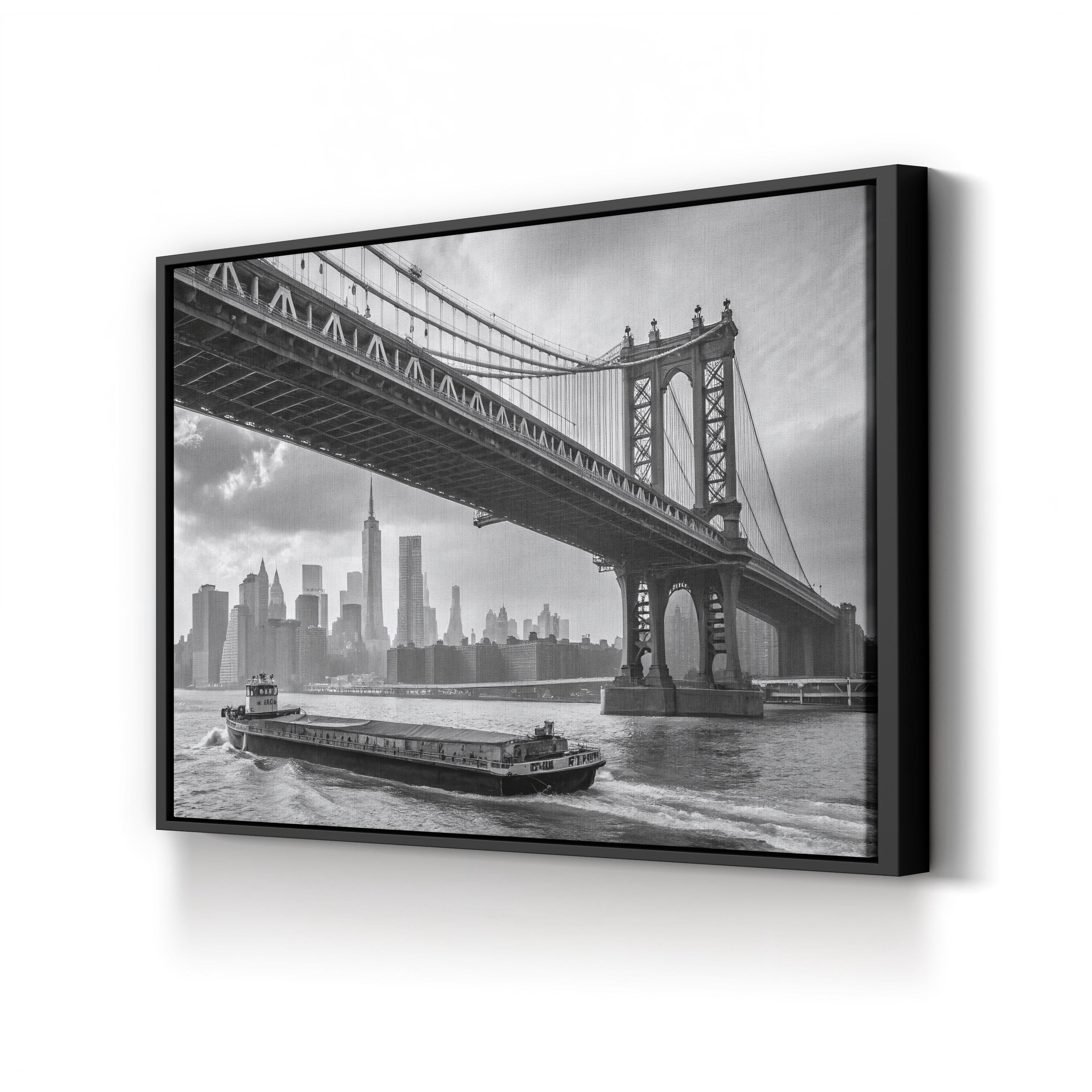 Manhattan Bridge – Vintage Photography Wall Art | Black & White NYC Canvas Print
