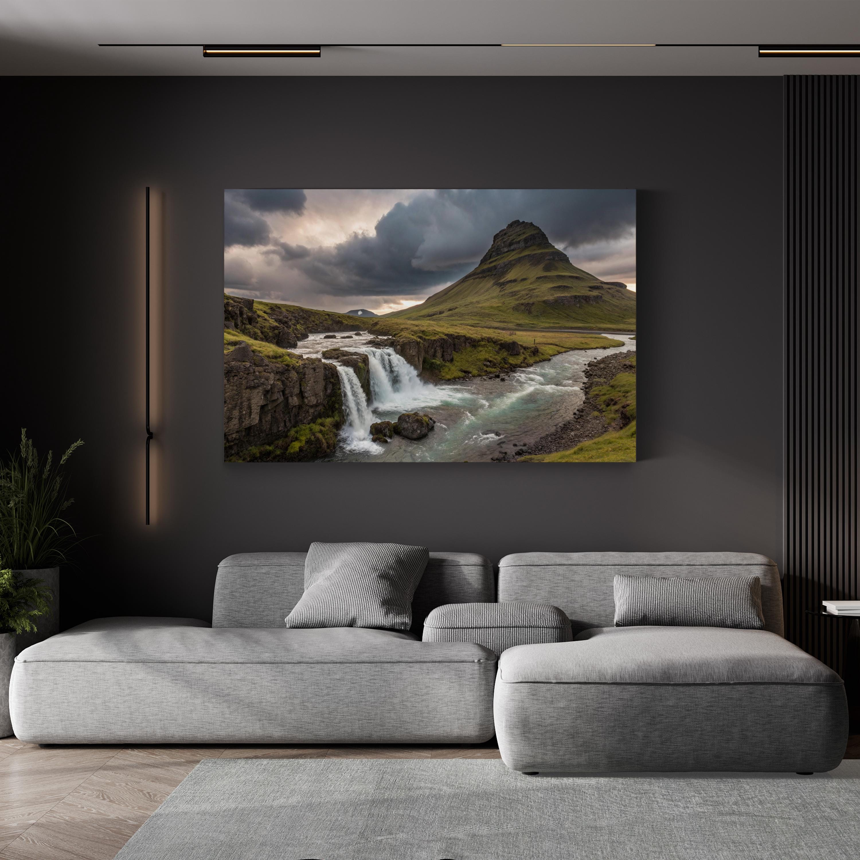 Iceland Waterfall – Vintage Photography Wall Art | Majestic Landscape Canvas Print