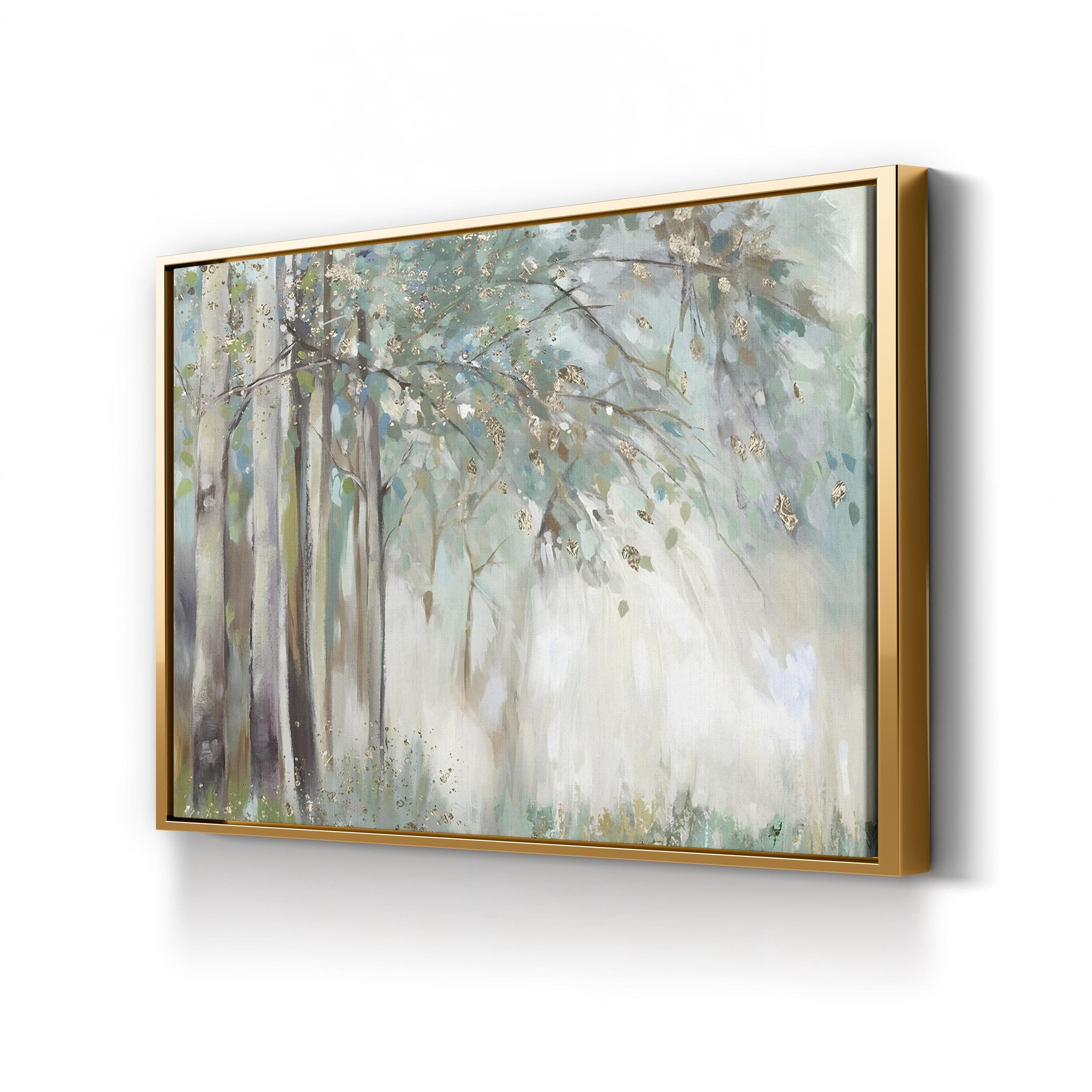 Silver Leaves Abstract Canvas Art – Modern Metallic Botanical Wall Decor