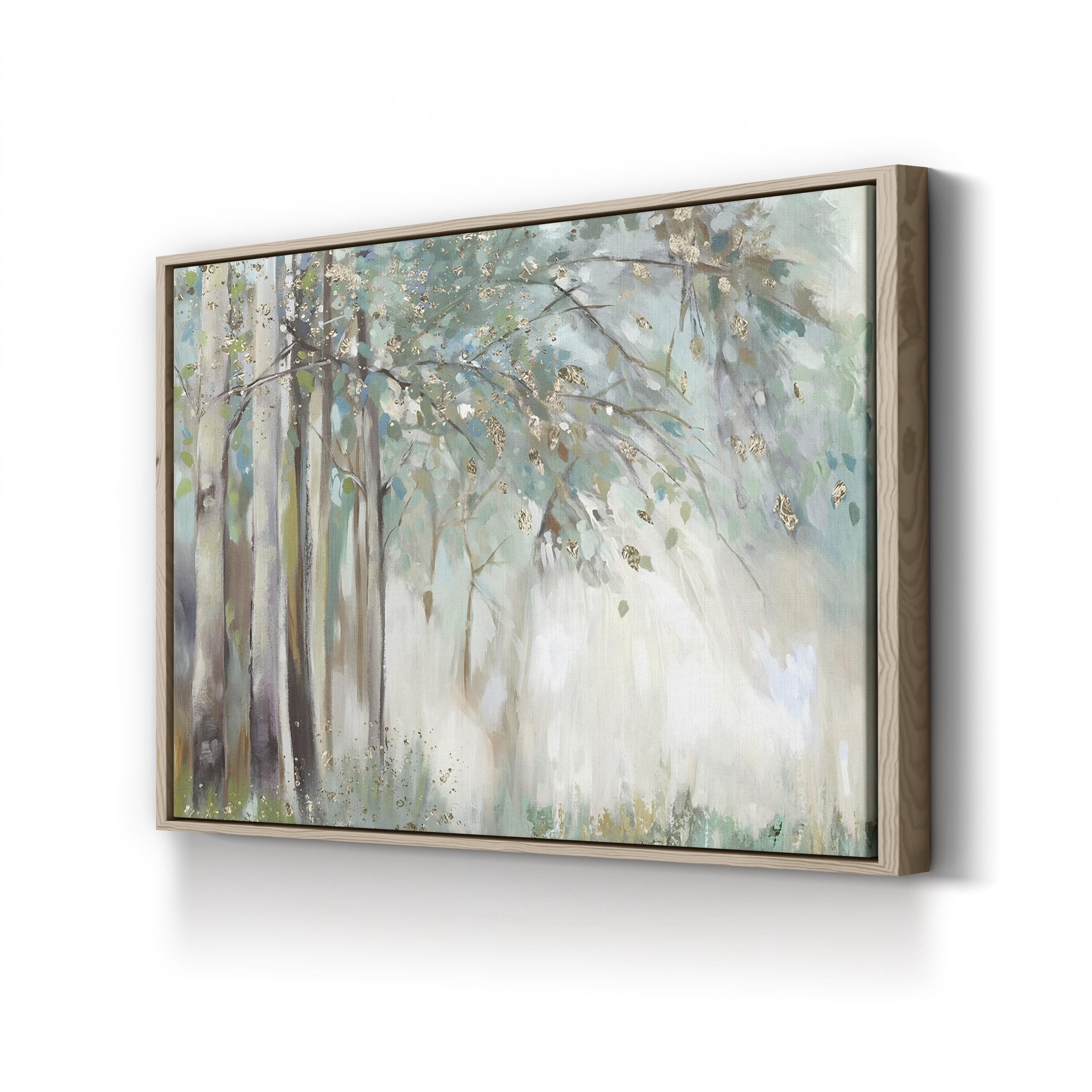 Silver Leaves Abstract Canvas Art – Modern Metallic Botanical Wall Decor