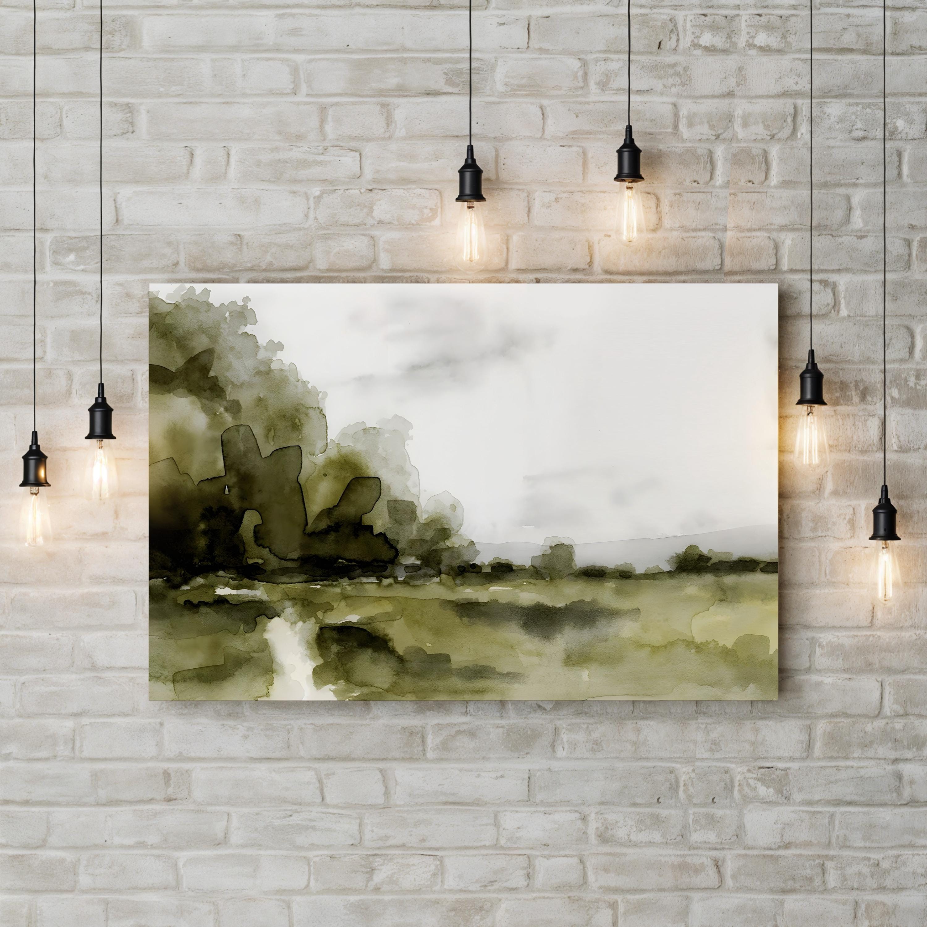 Minimalist Soft Pastel Horizon Watercolor Landscape Canvas Art