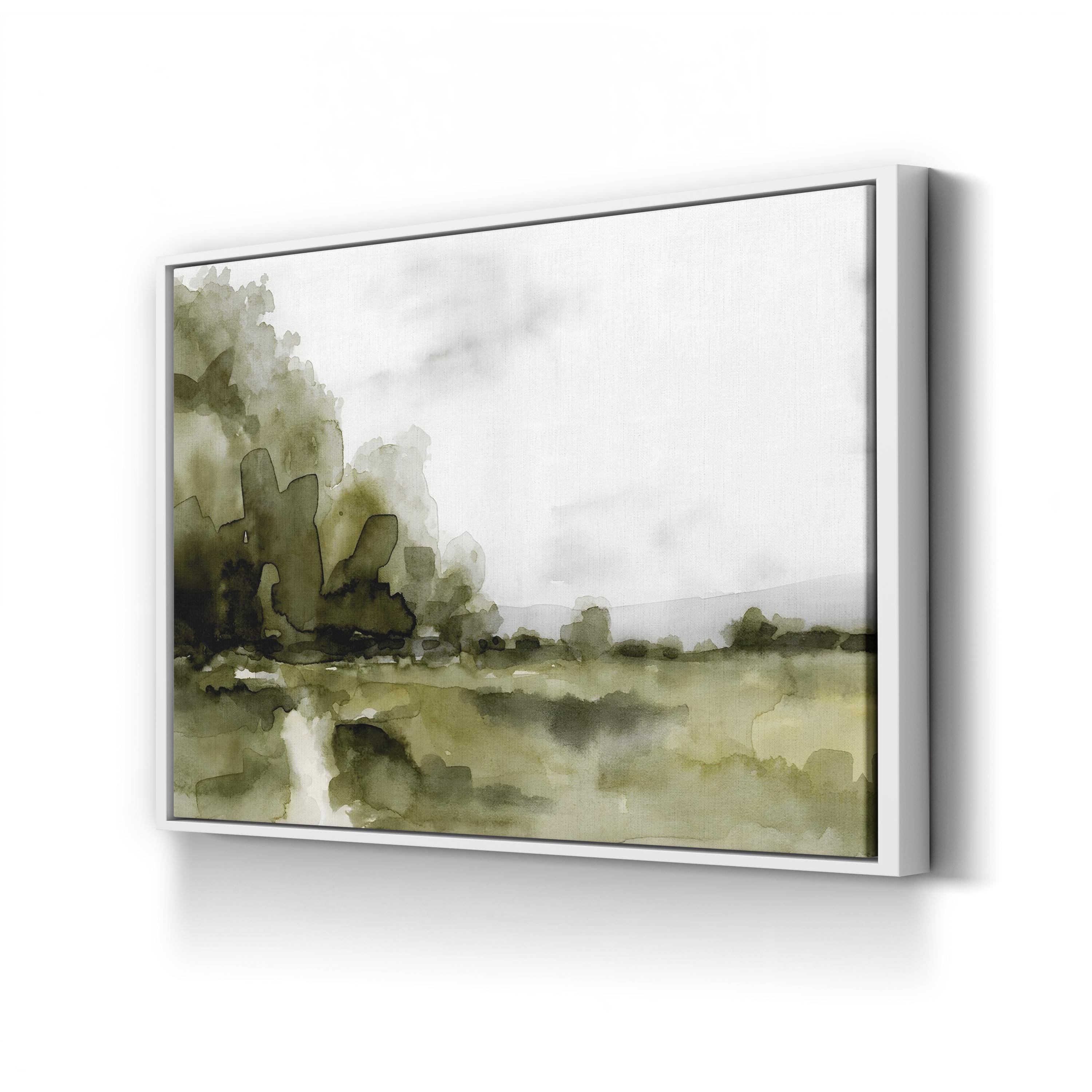 Minimalist Soft Pastel Horizon Watercolor Landscape canvas print in a white frame