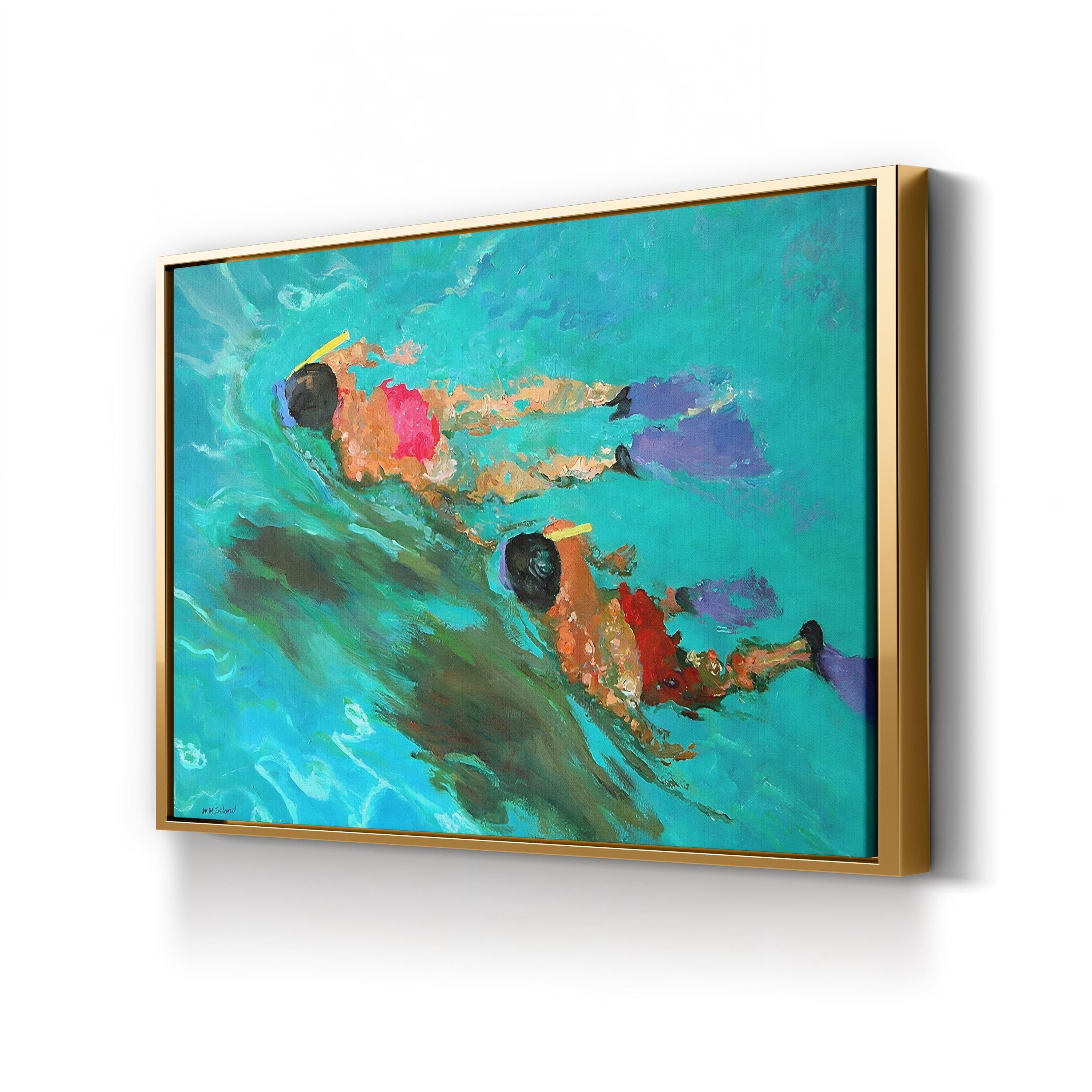 Snorkellers Canvas Art Print – Vibrant Blue Ocean Scene, Contemporary Coastal Wall Art by William Ireland