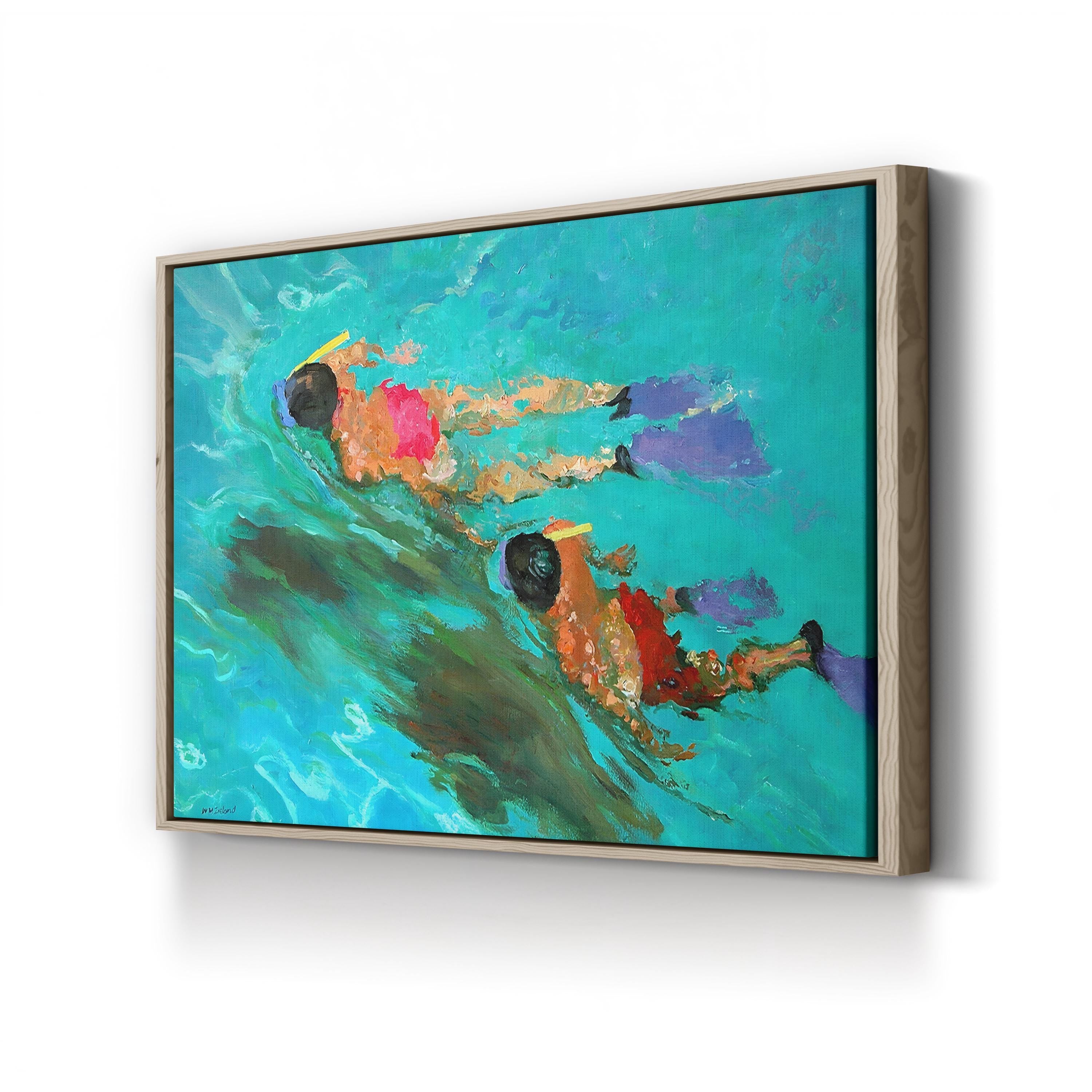 Snorkellers Canvas Art Print – Vibrant Blue Ocean Scene, Contemporary Coastal Wall Art by William Ireland
