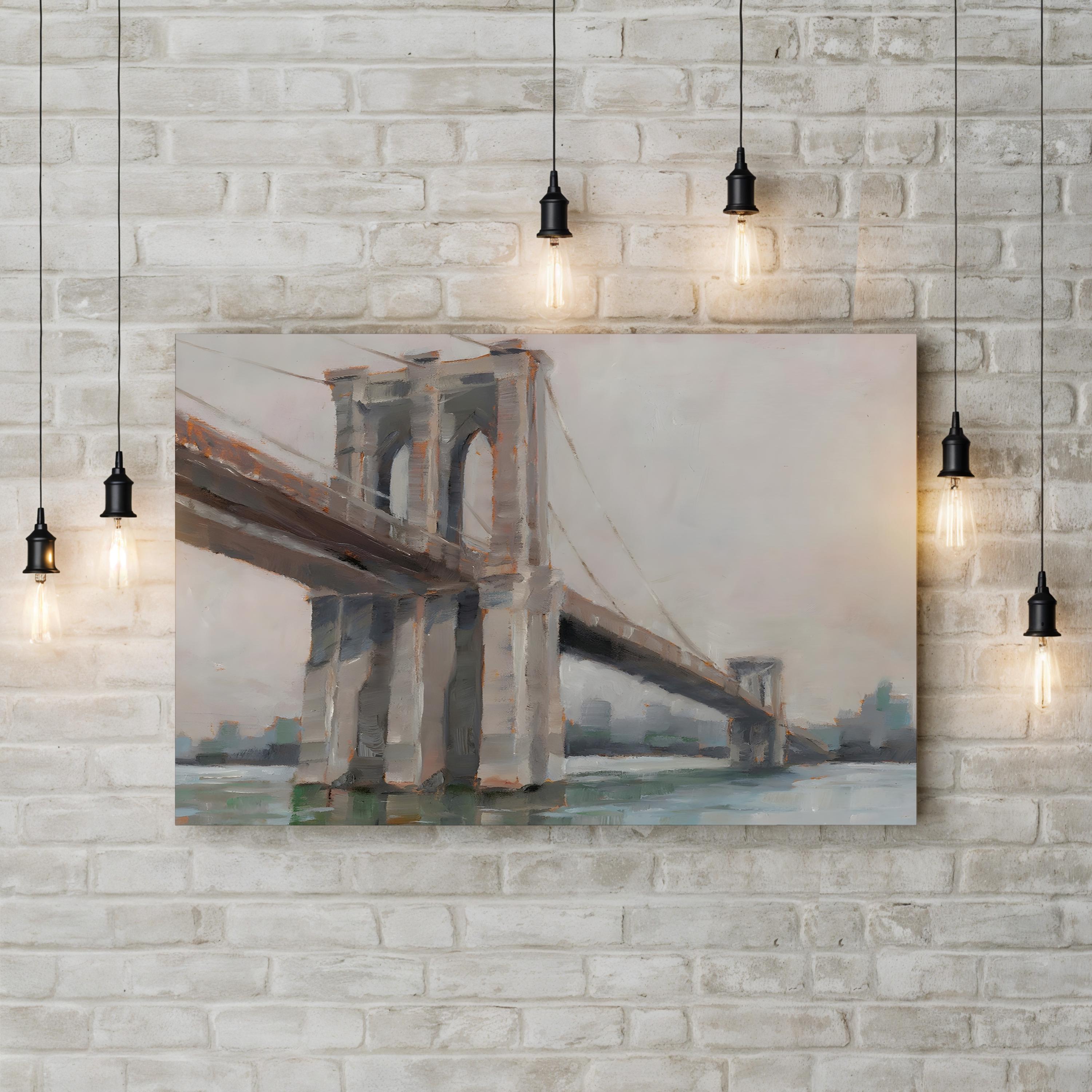 Spanning the East River I Wall Art – Ethan Harper | Abstract Brooklyn Bridge Urban Canvas Print
