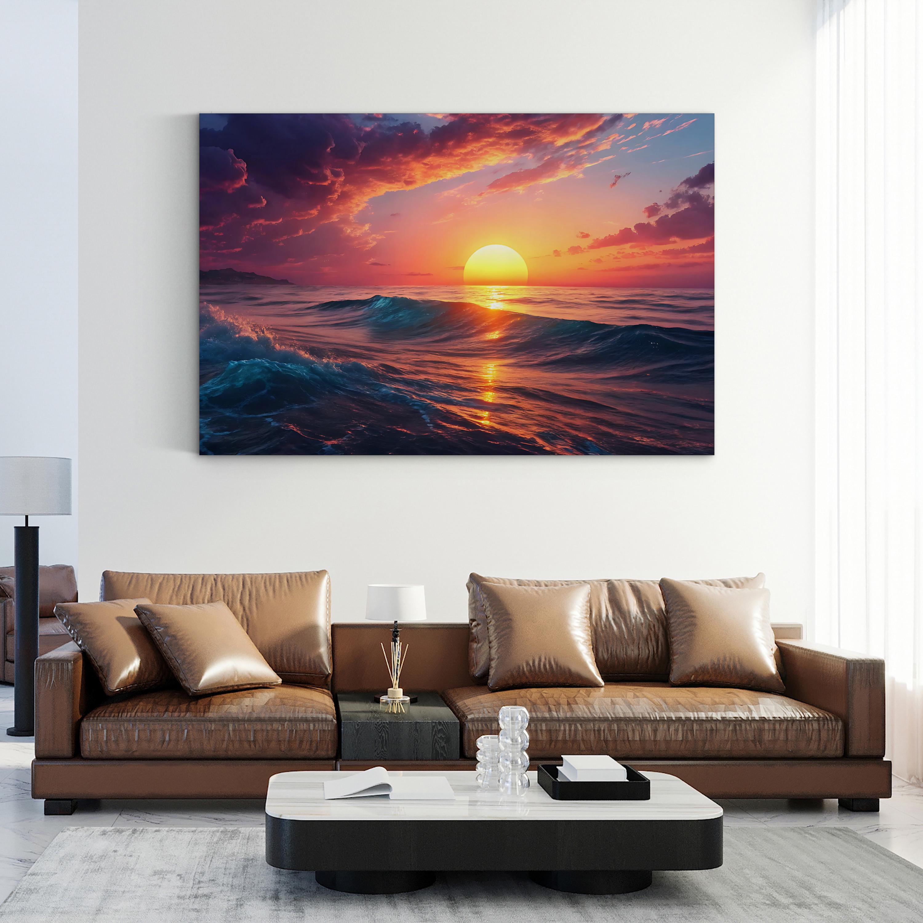 Ocean Sunset Canvas Print – Framed Coastal Seascape