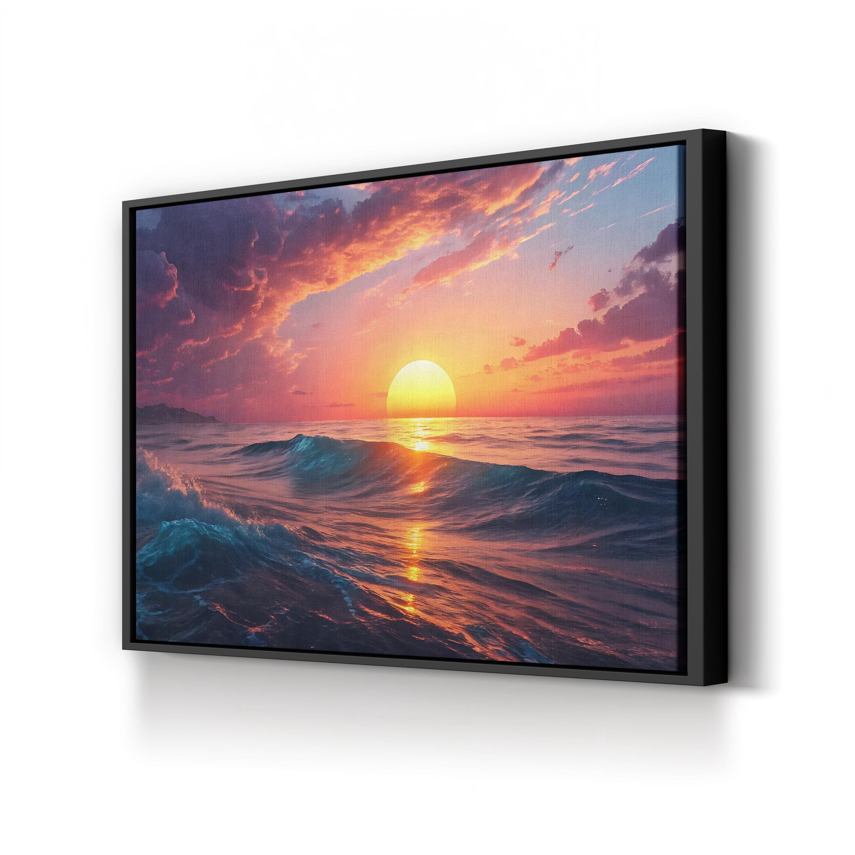 Ocean Sunset Canvas Print – Framed Coastal Seascape