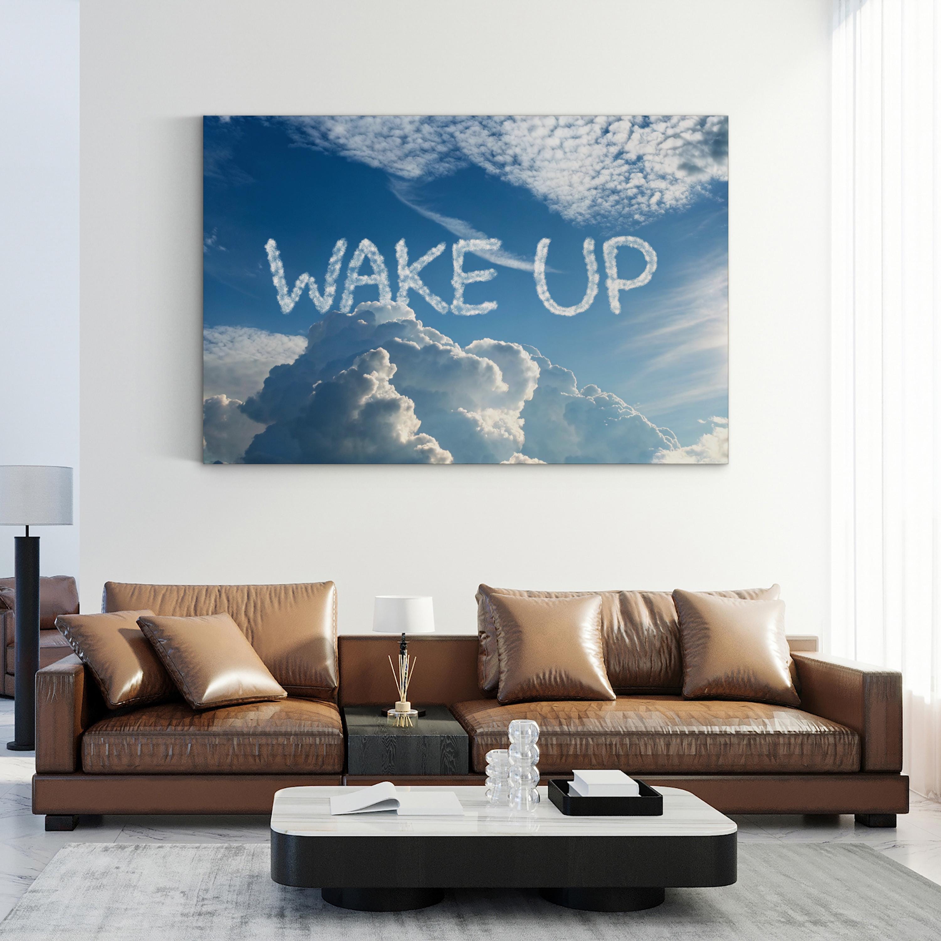 Wake Up Cloud Typography – Period Illustration Wall Art | Motivational Canvas Print