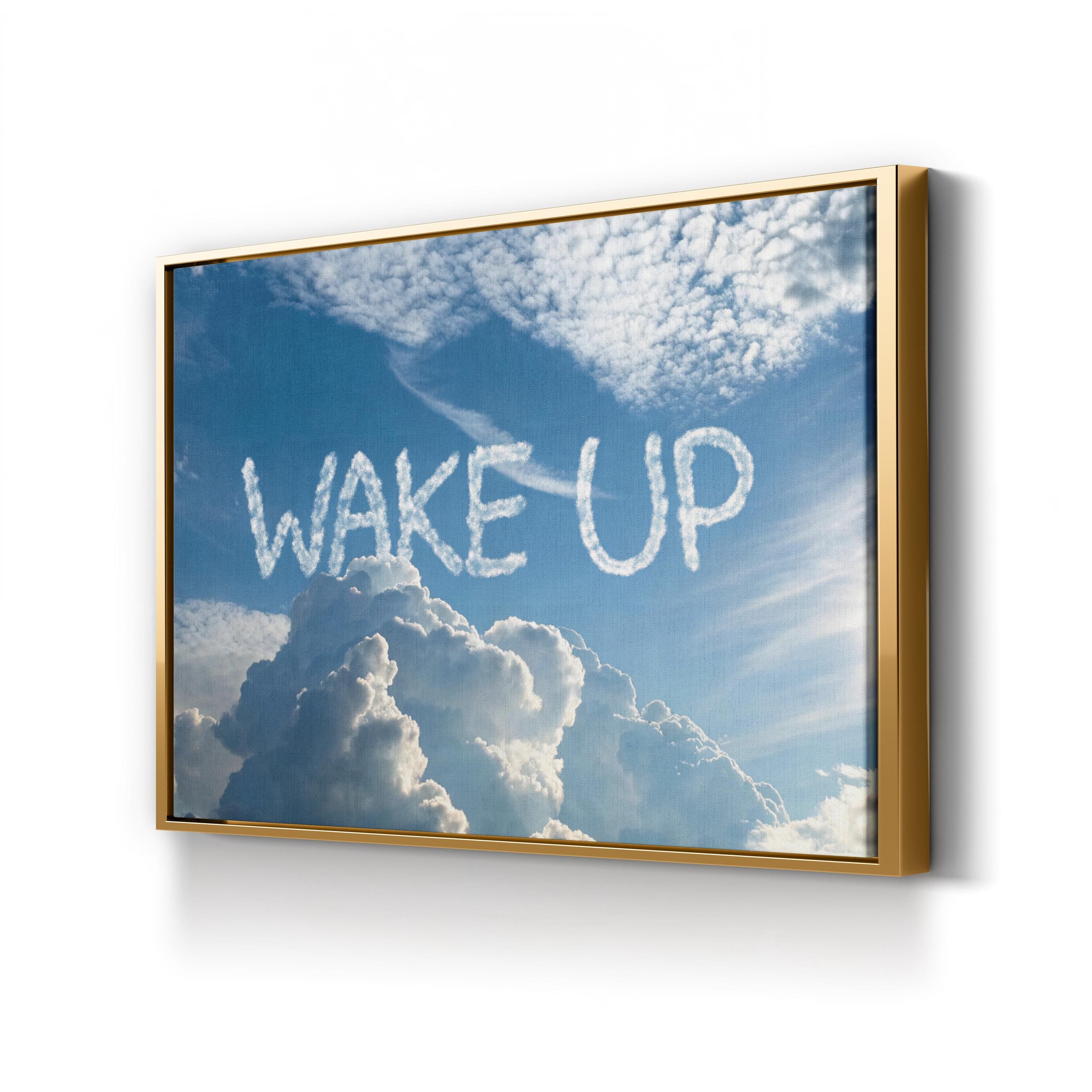Wake Up Cloud Typography – Period Illustration Wall Art | Motivational Canvas Print