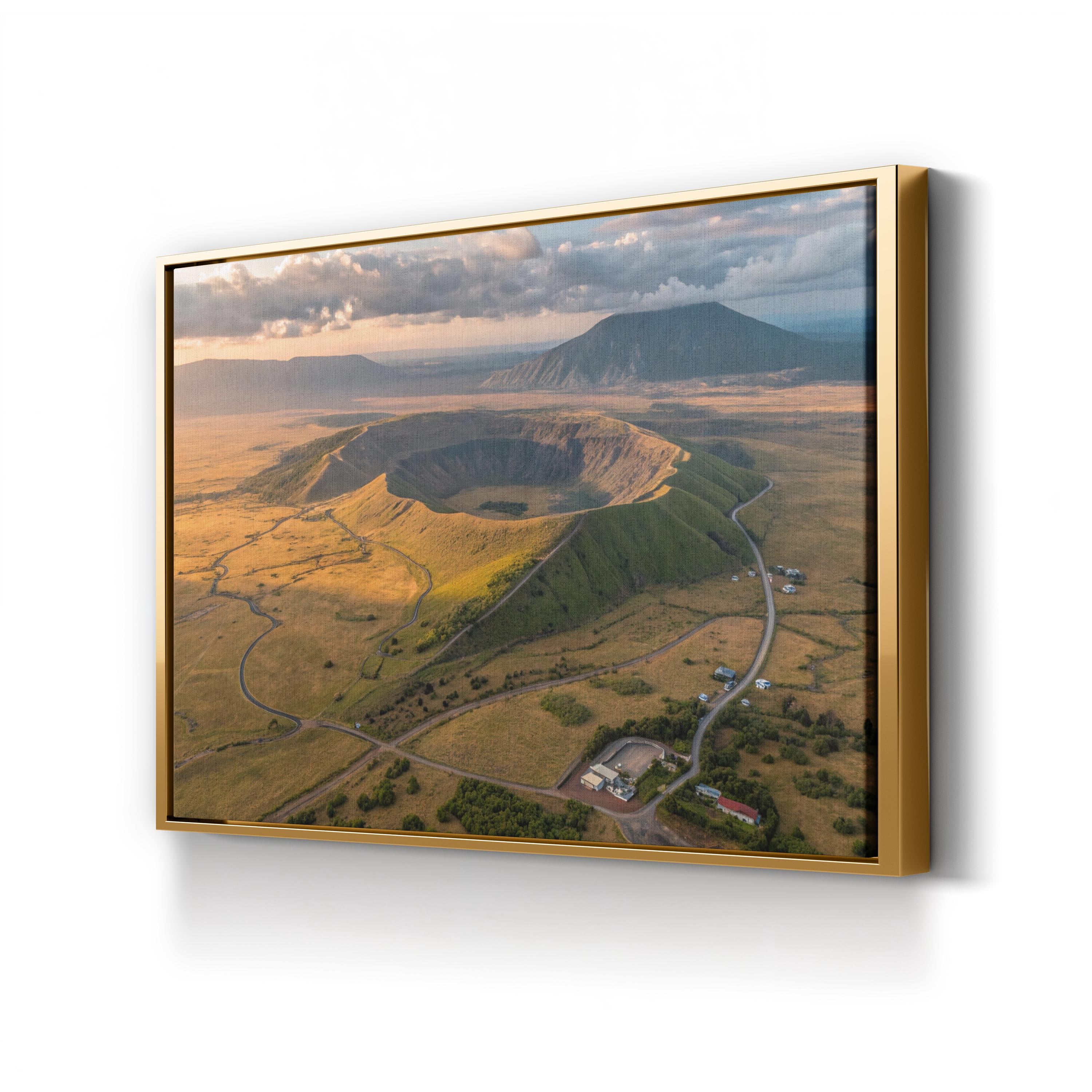 Iceland Volcano Crater Aerial – Vintage Photography Wall Art | Volcanic Landscape Canvas Print