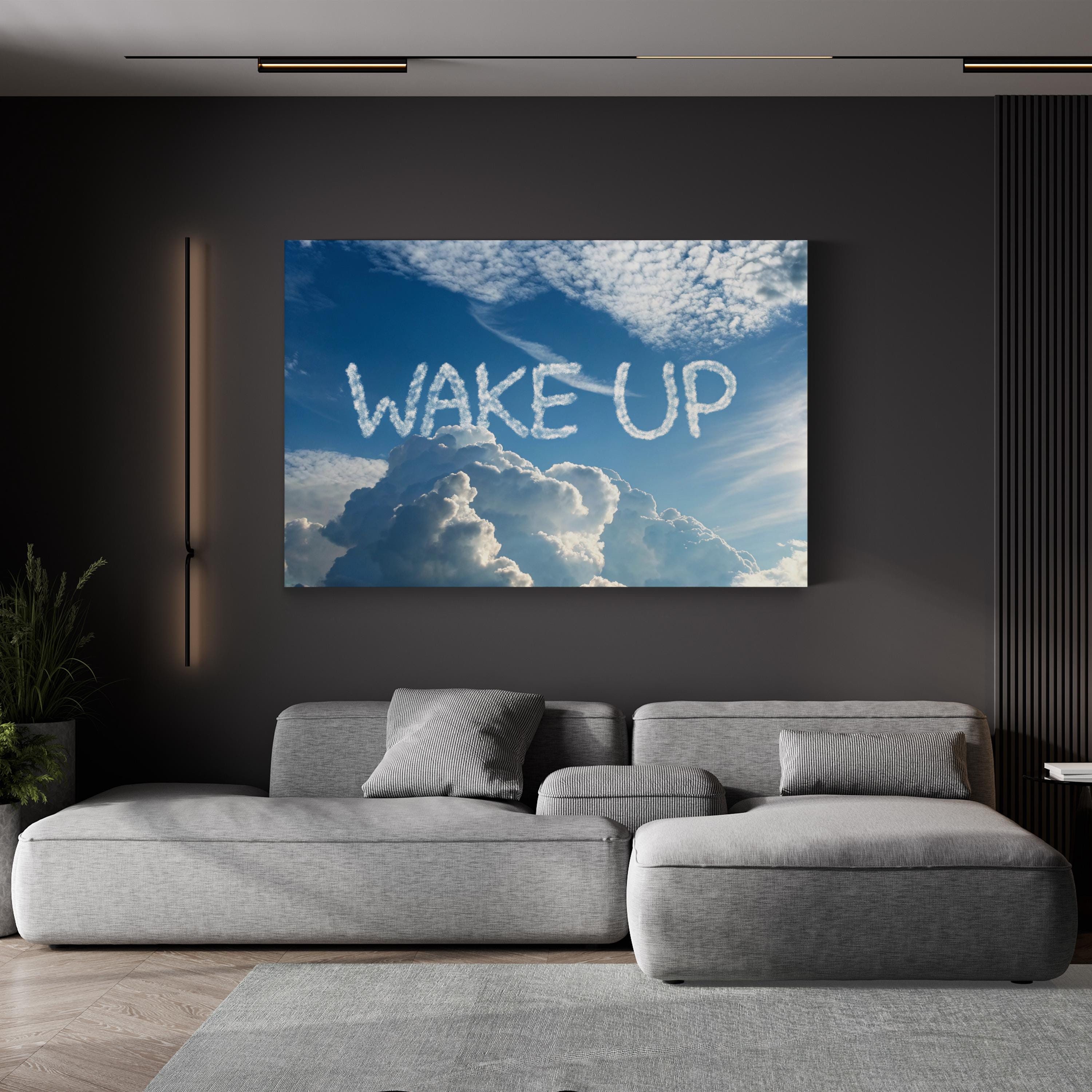 Wake Up Cloud Typography – Period Illustration Wall Art | Motivational Canvas Print