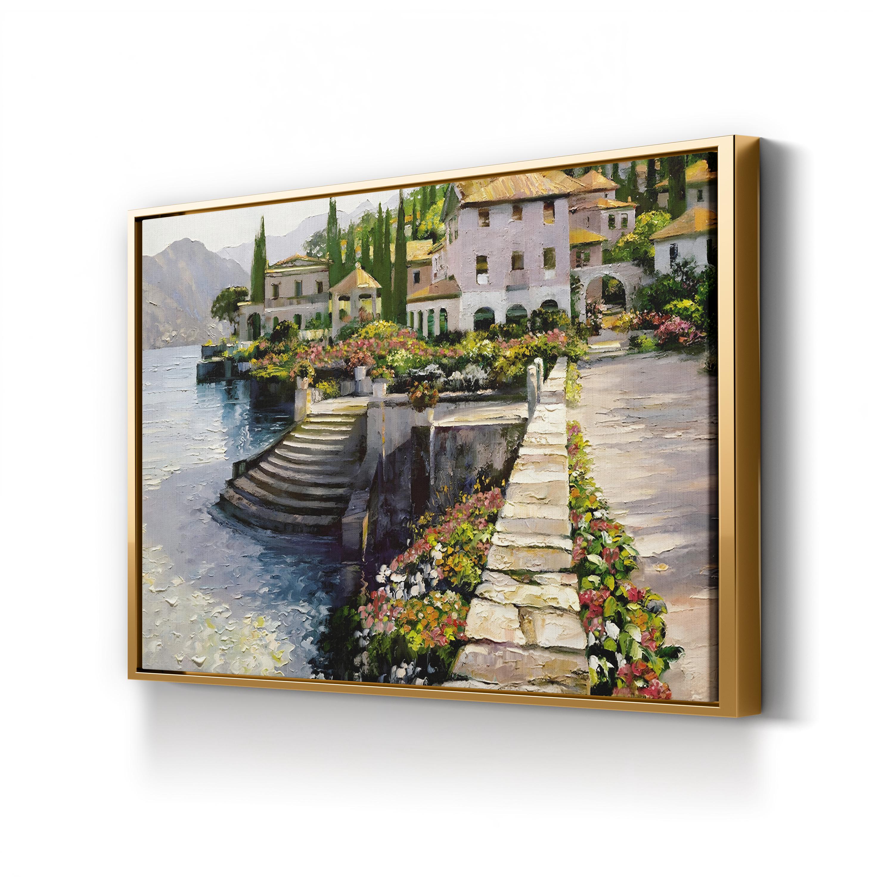 Stairway to Carlotta, Lake Como, Italy by Howard Behrens canvas print in a natural wood frame