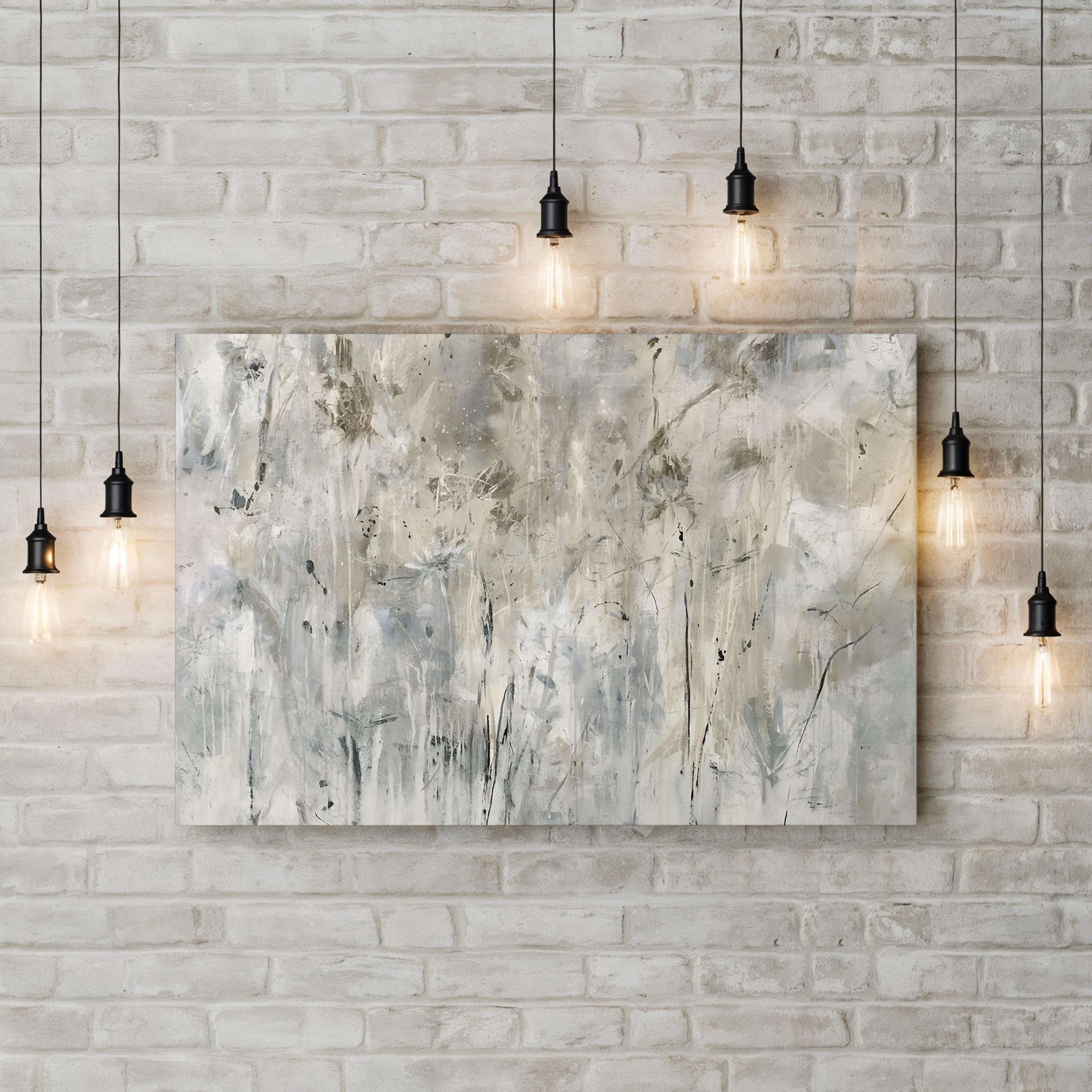 Subtle Frosted Floral Wall Art by Jodi Maas – Neutral Abstract Floral Canvas Print