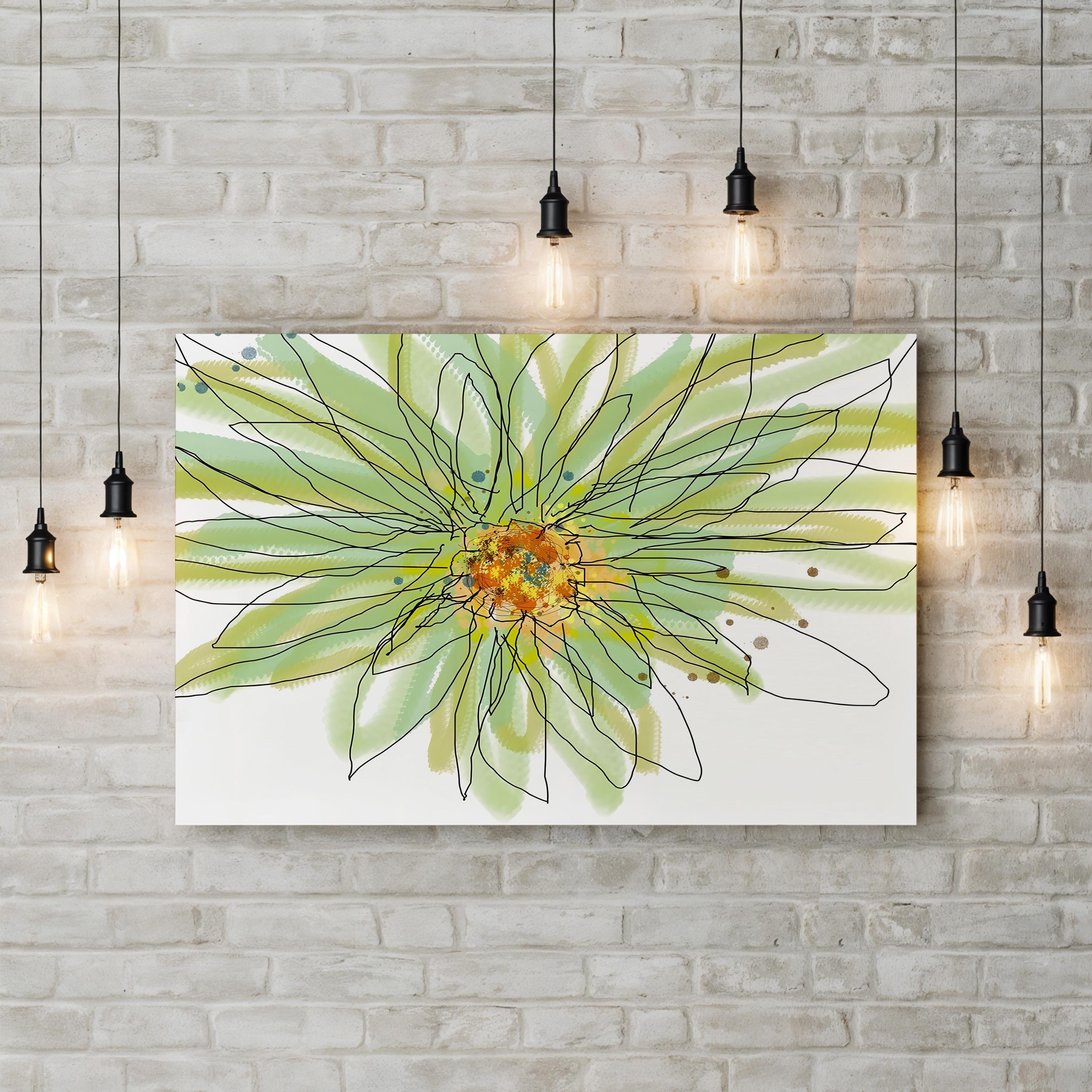 Summer Gerbera Daisy Canvas Art – Contemporary Floral Illustration by Jan Weiss