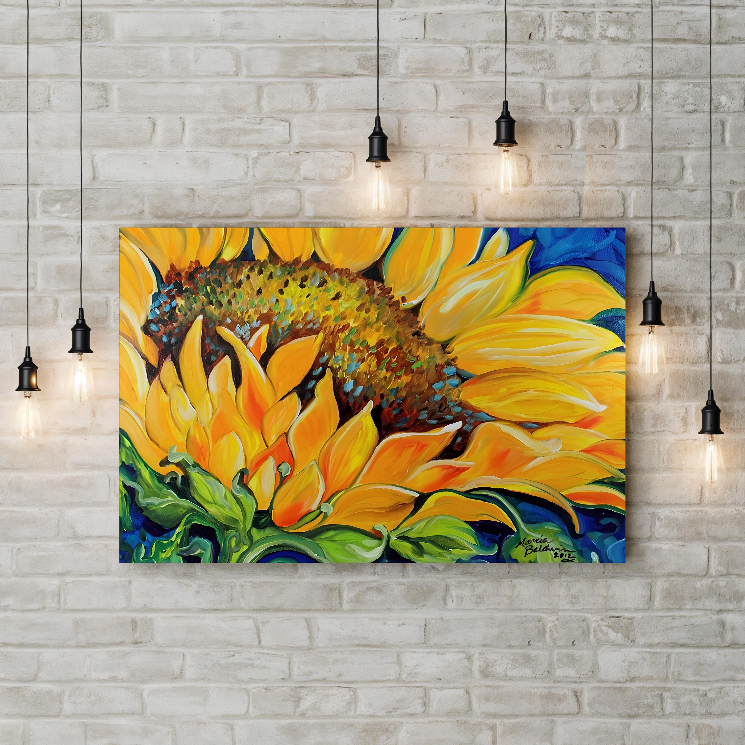 Sunflower September Wall Art by Marcia Baldwin – Contemporary Sunflower Canvas Print