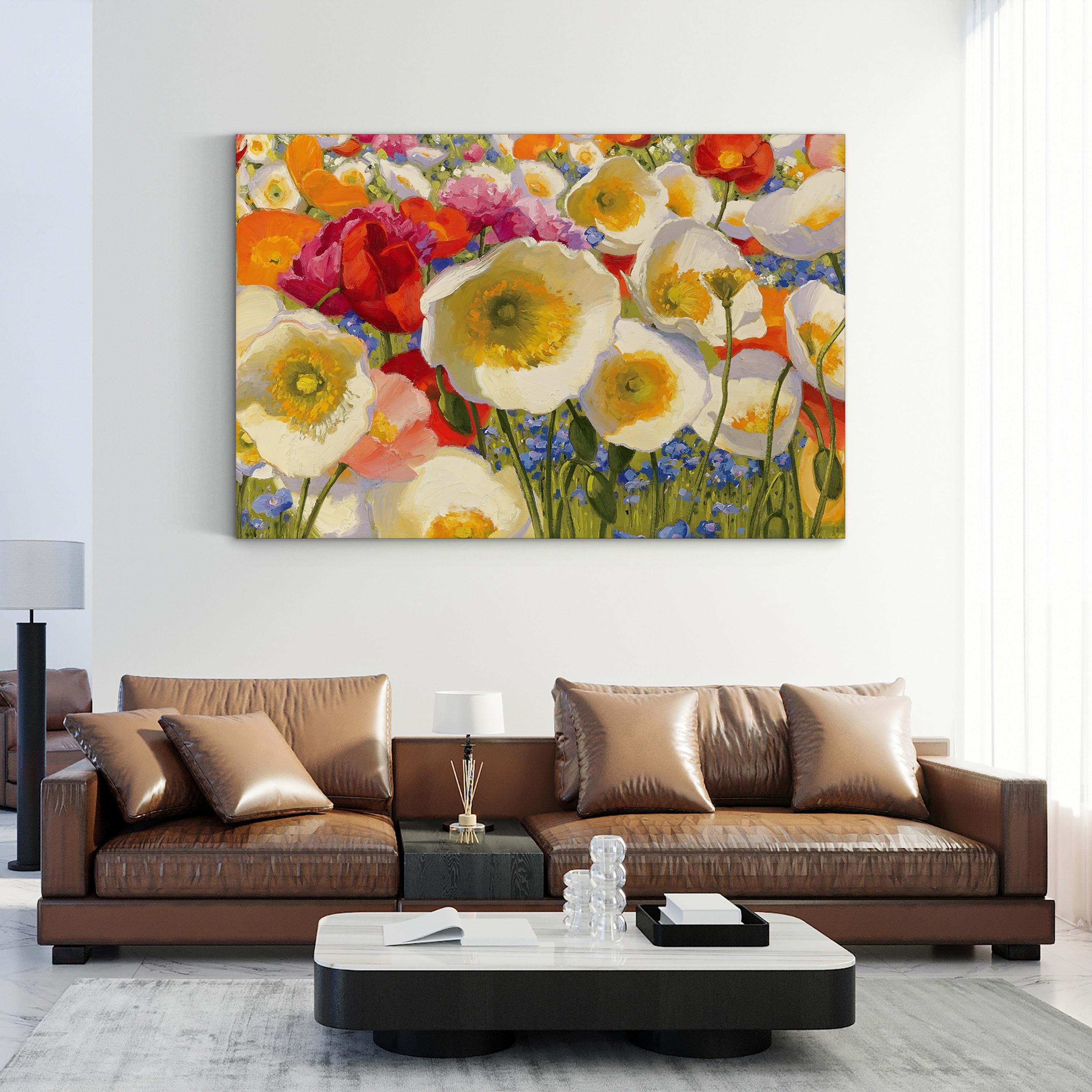 Sunny Abundance Wall Art by Shirley Novak: Contemporary Floral Canvas Print