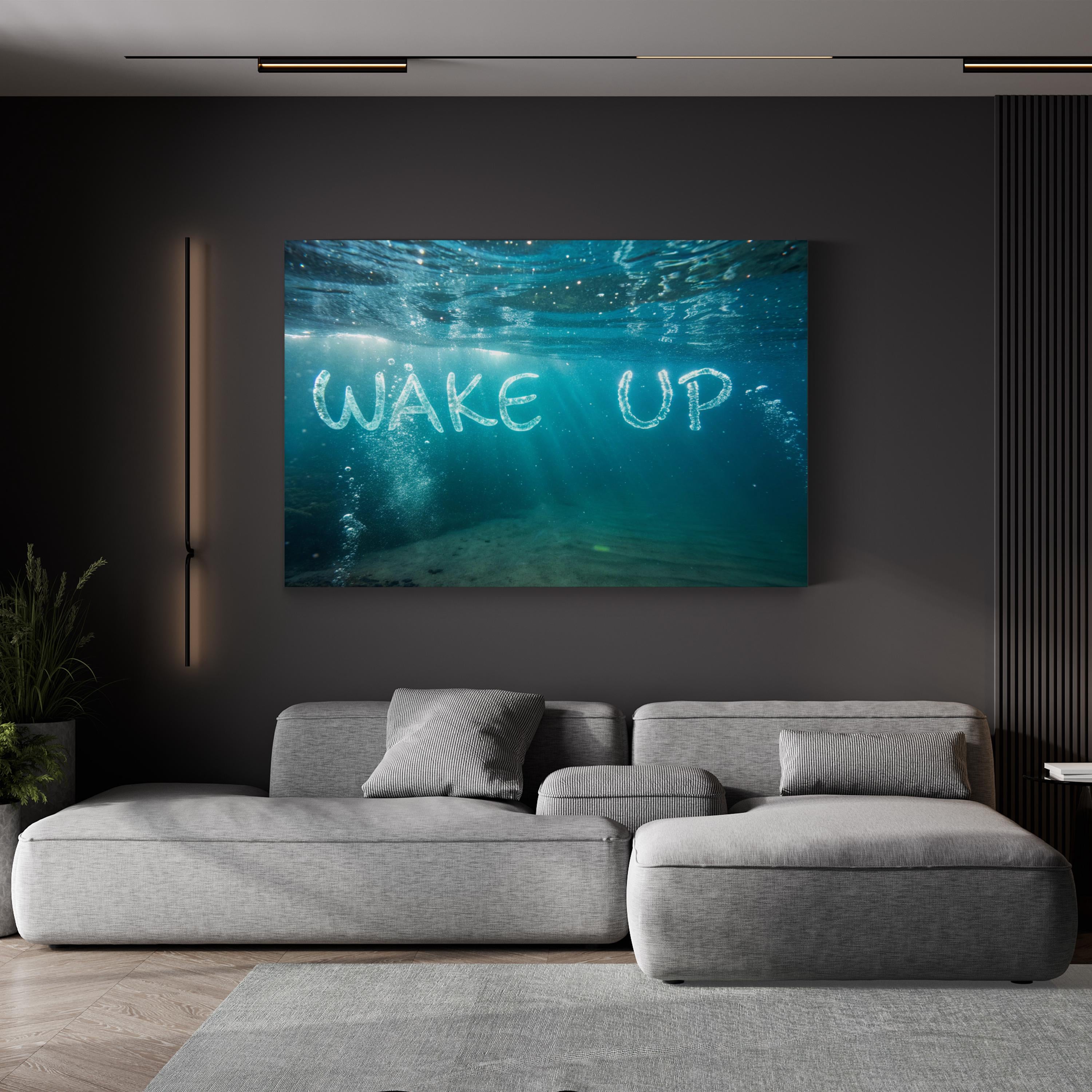 Underwater Inspirational Canvas Art: Wake Up” Coastal Home Decor