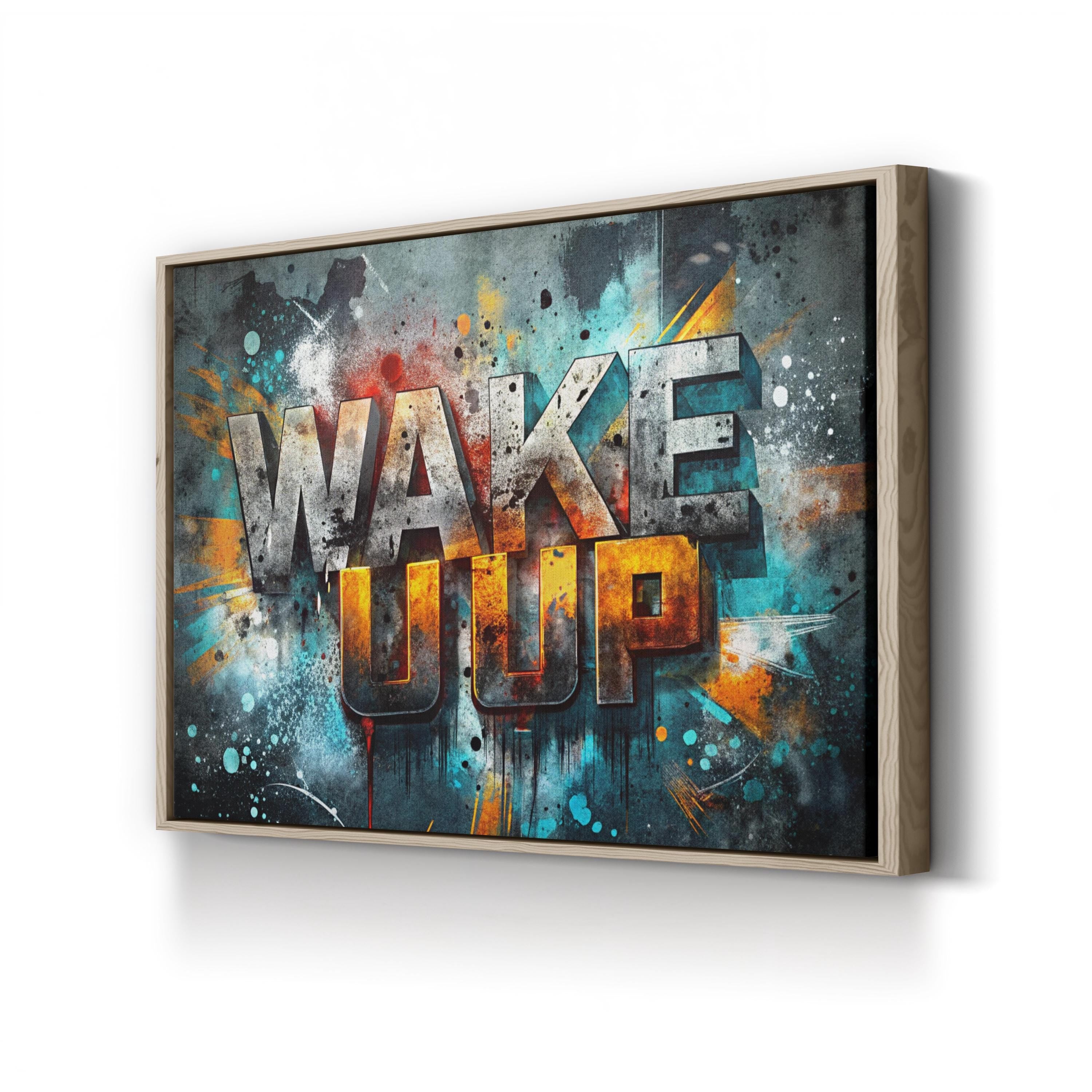 Wake Up Bold Urban Typography Motivational Wall Art