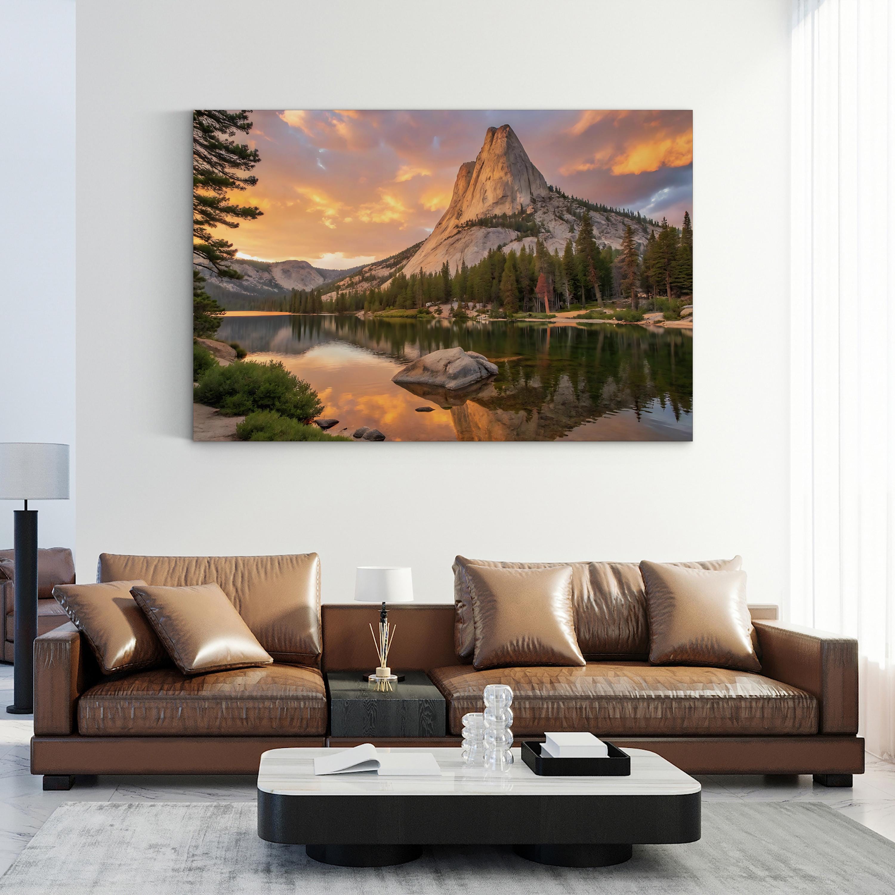 Golden Sunrise Mountain — Yosemite National Park, California Canvas Wall Art